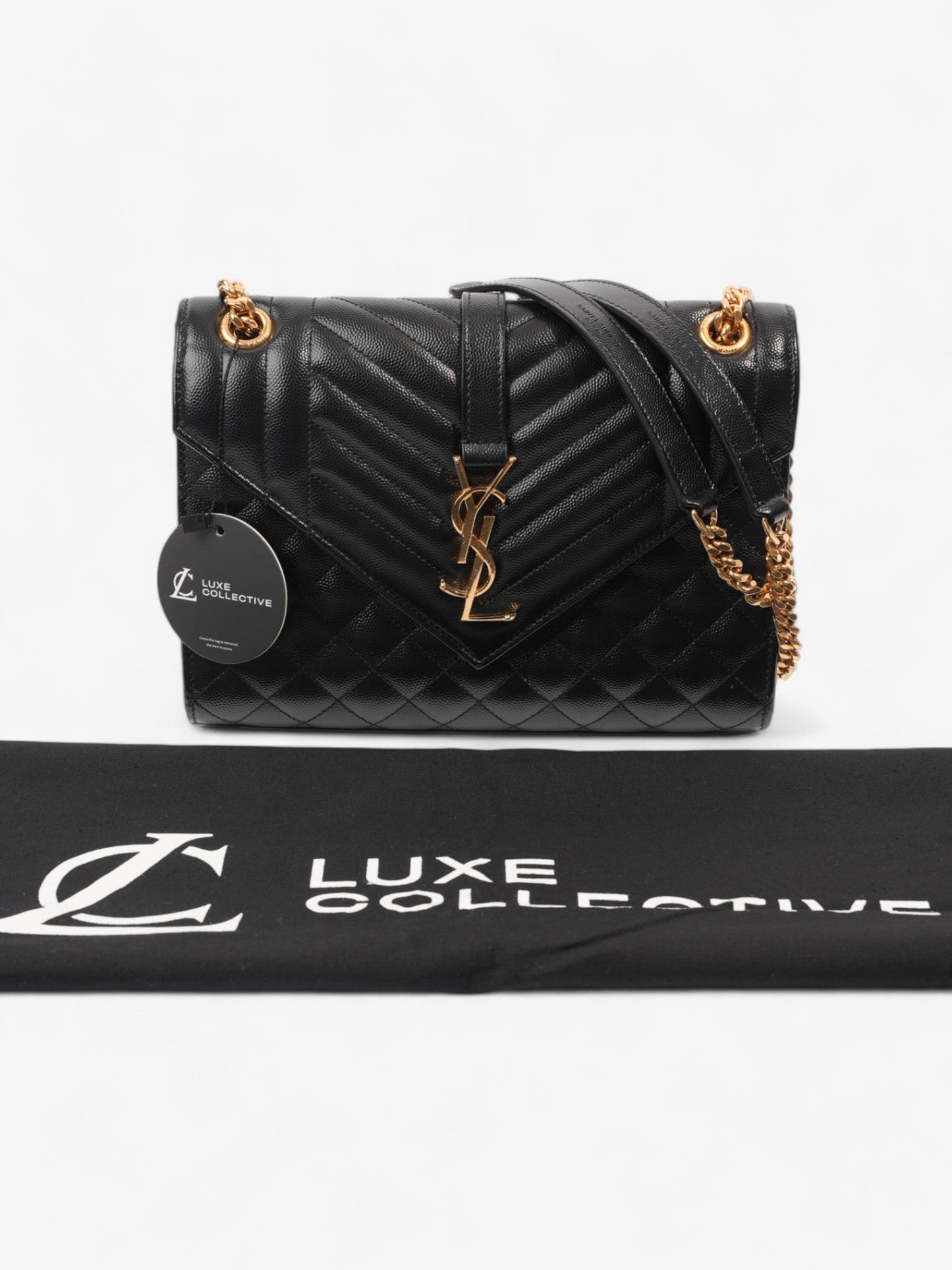 Saint Laurent Triquilt Envelope Bag Black Leather