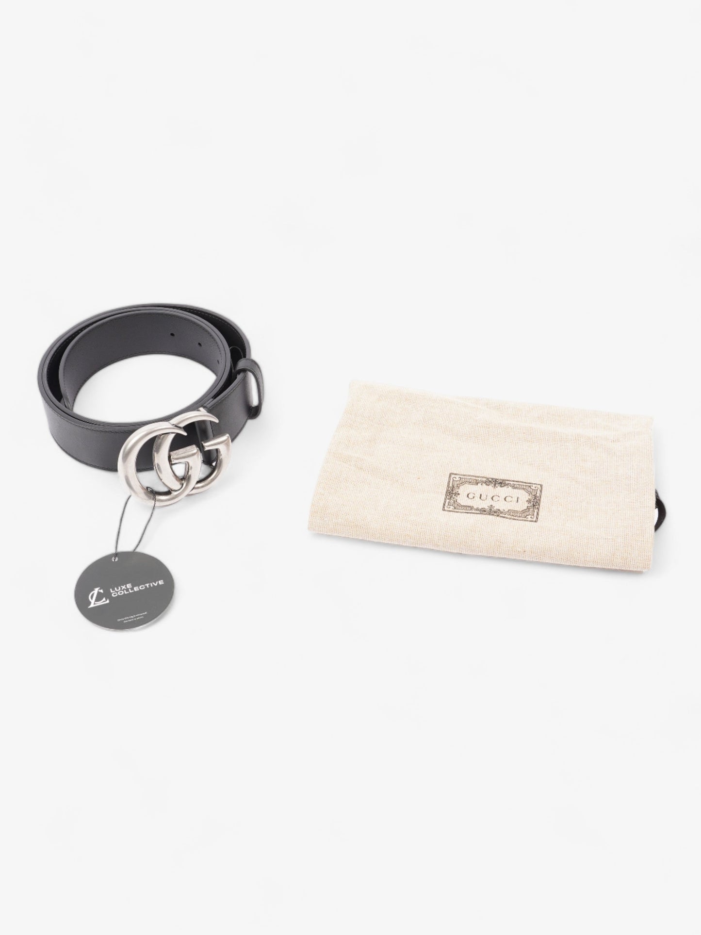 Gucci GG Marmont Wide Belt Black Leather 95cm 38mm