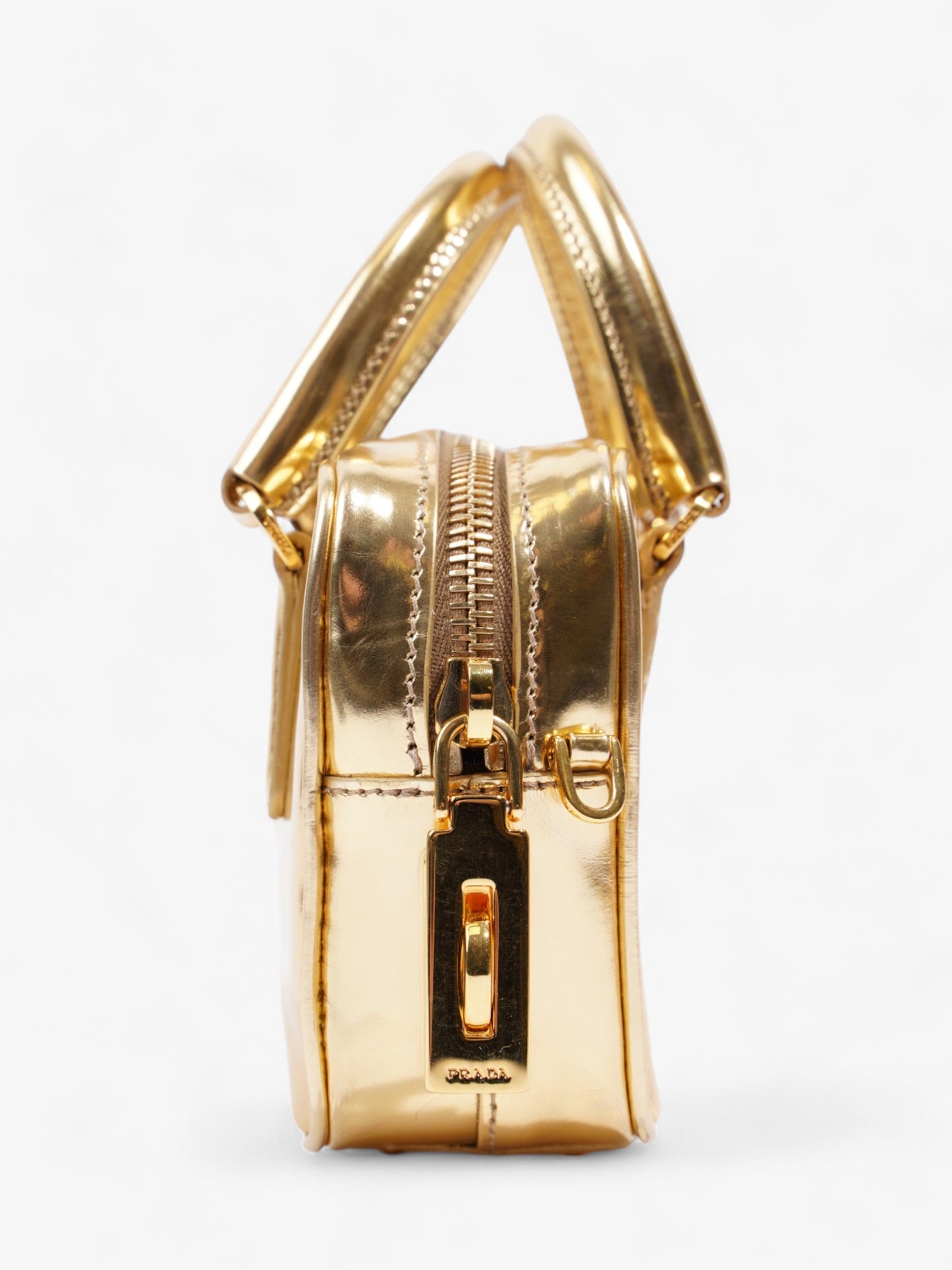 Prada Vitello Handbag Gold Leather Mini