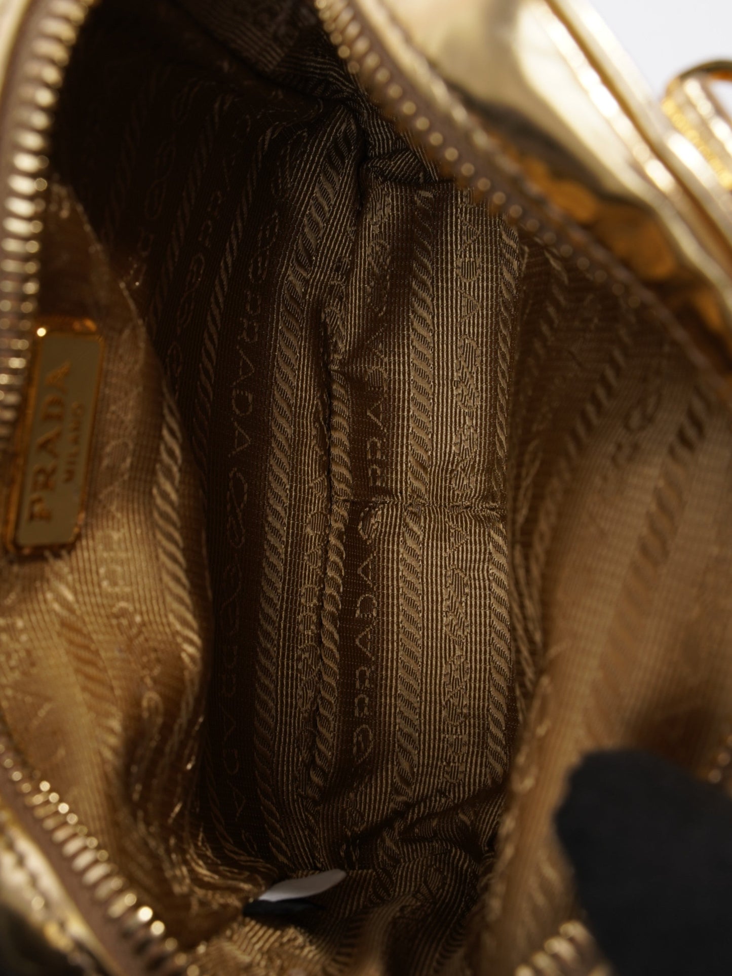 Prada Vitello Handbag Gold Leather Mini