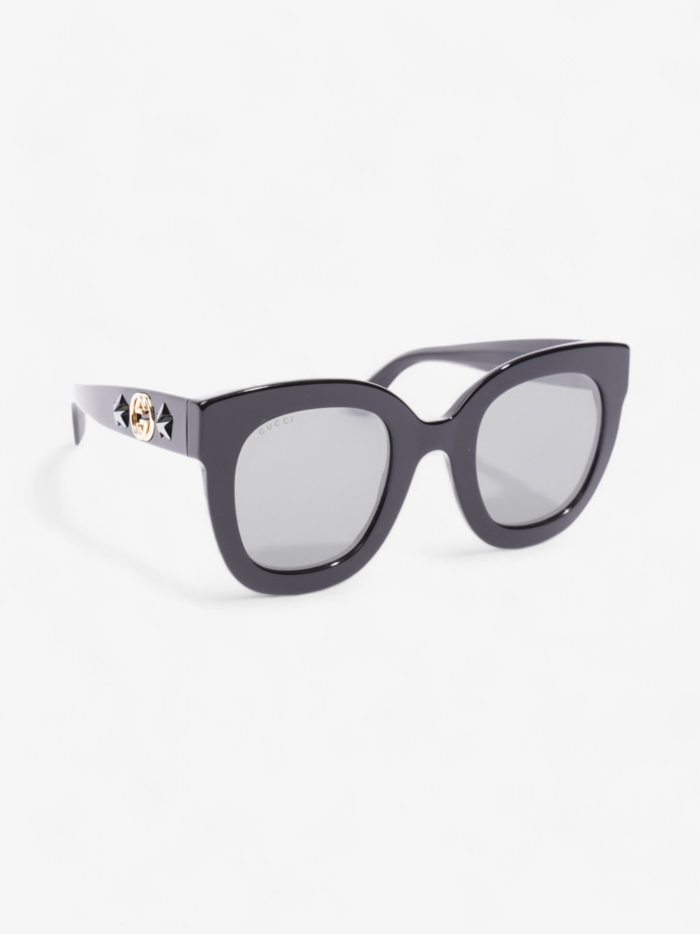Gucci GG Star Detail Rounded Frame Sunglasses Black Acetate 140mm