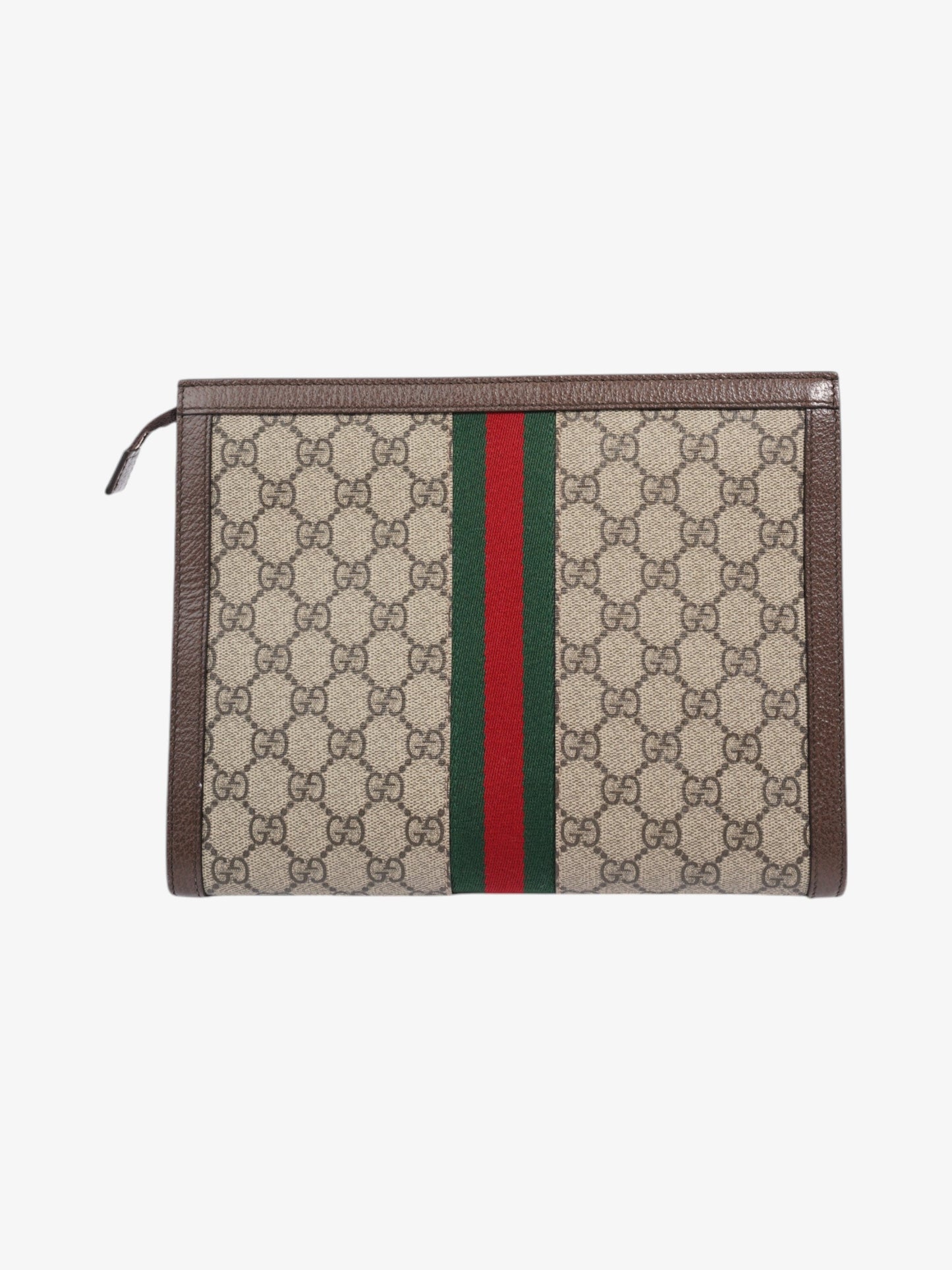 Gucci Ophidia Pouch Beige  / Brown / Green Coated Canvas