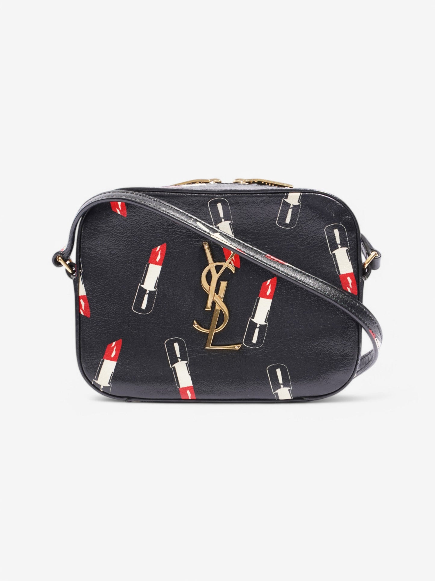 Saint Laurent Shoulder Bag Black / White / Red Leather