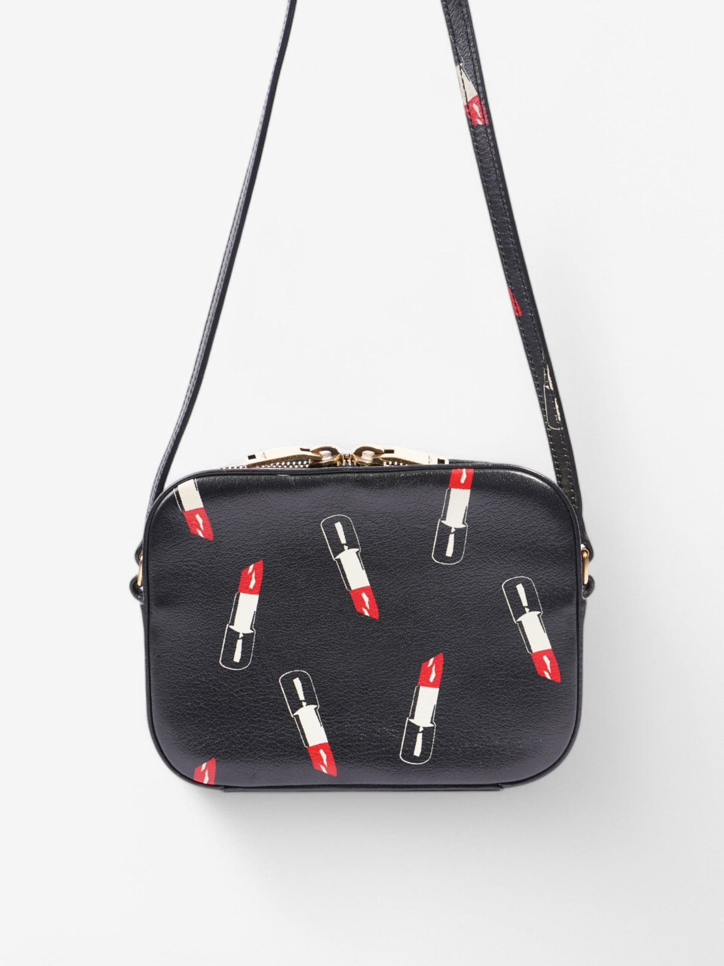 Saint Laurent Shoulder Bag Black / White / Red Leather