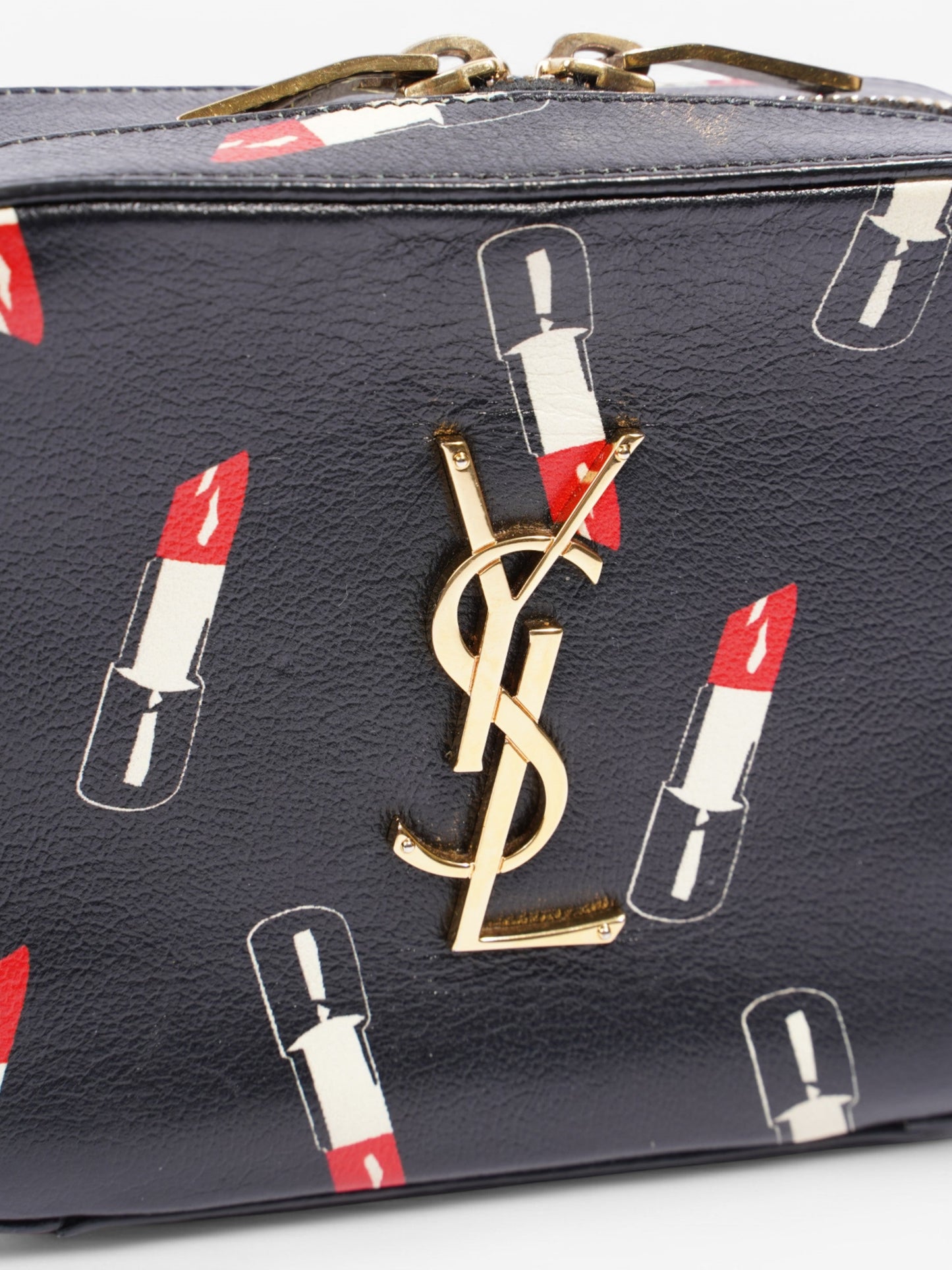 Saint Laurent Shoulder Bag Black / White / Red Leather