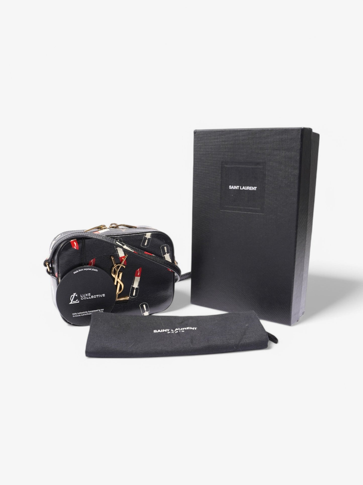 Saint Laurent Shoulder Bag Black / White / Red Leather