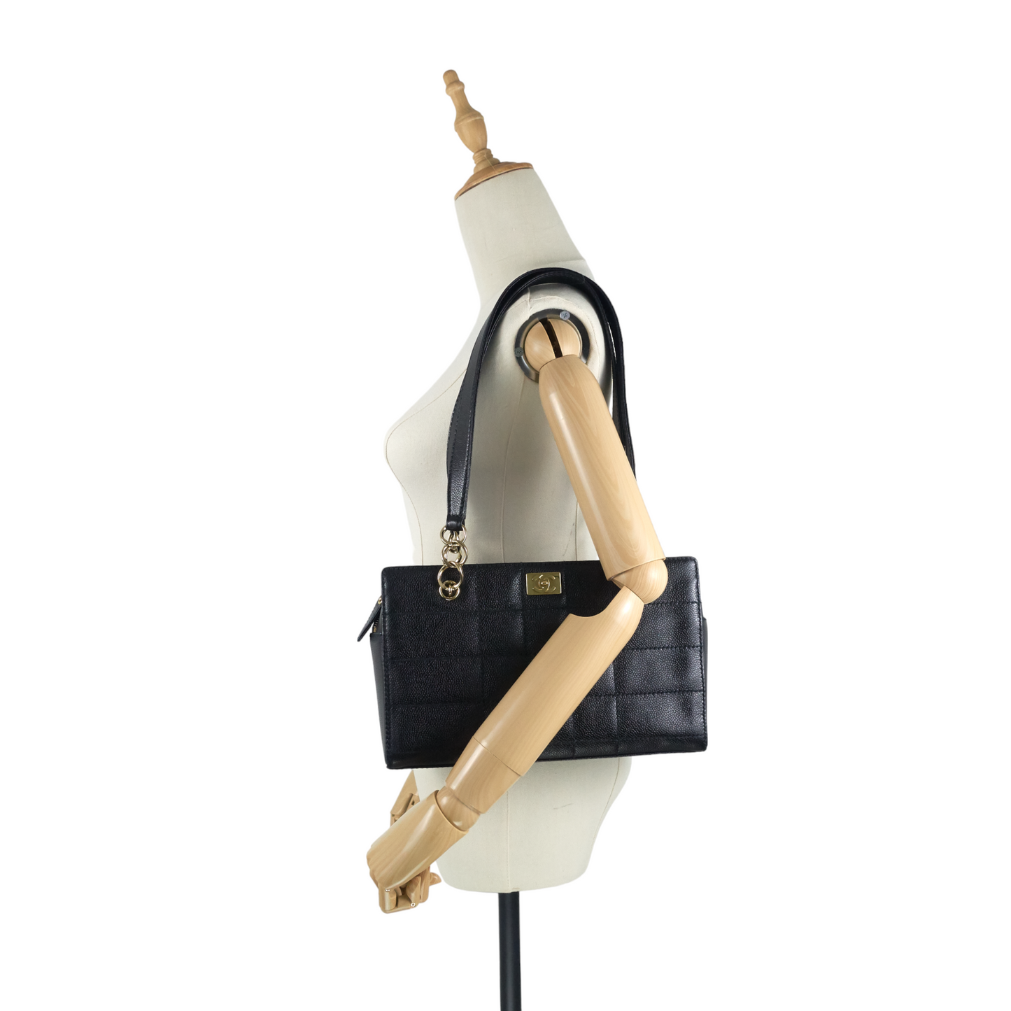 Chanel Chocolate Bar Caviar Leather Shoulder Bag