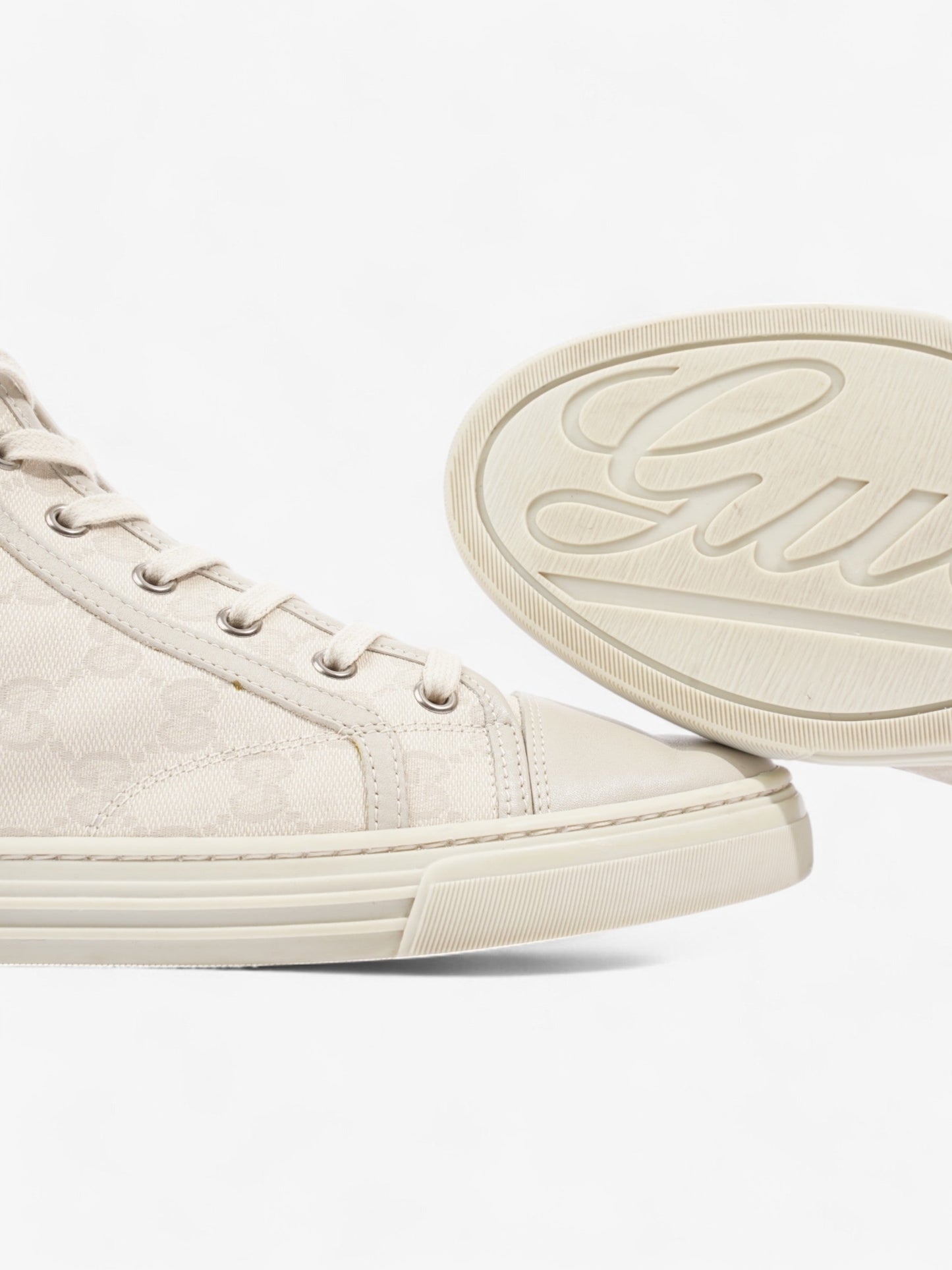 Gucci GG High-Top Sneakers Beige Canvas EU 38.5 UK 5.5