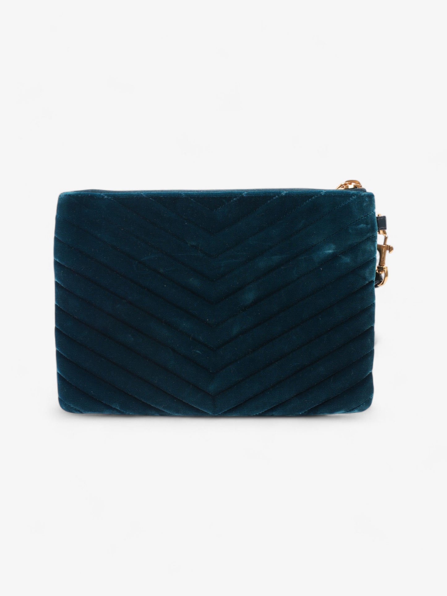 Saint Laurent Monogram Wristlet Midnight Blue Velvet