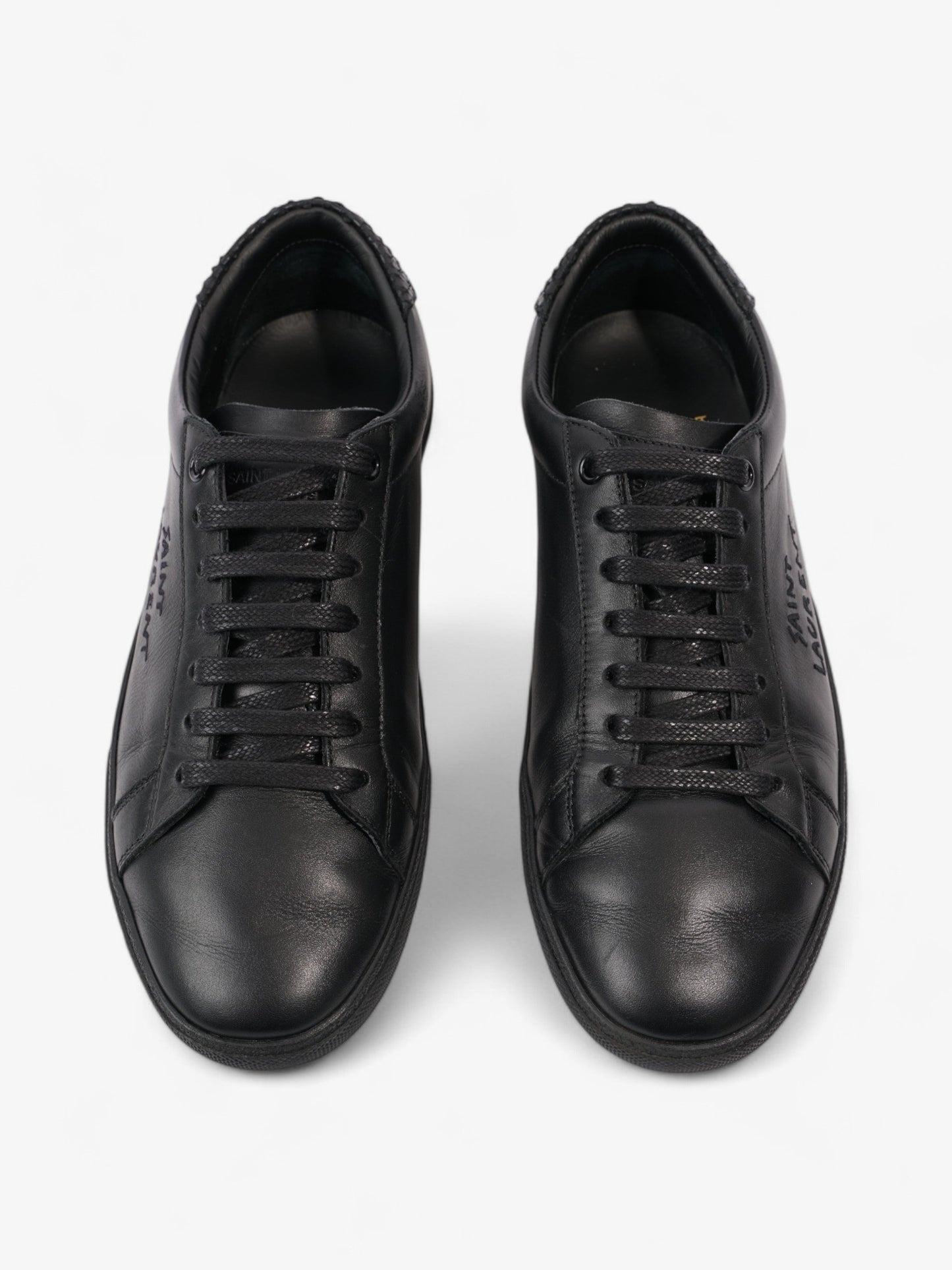 Saint Laurent Embroidered Sneakers Black Leather EU 40 UK 6