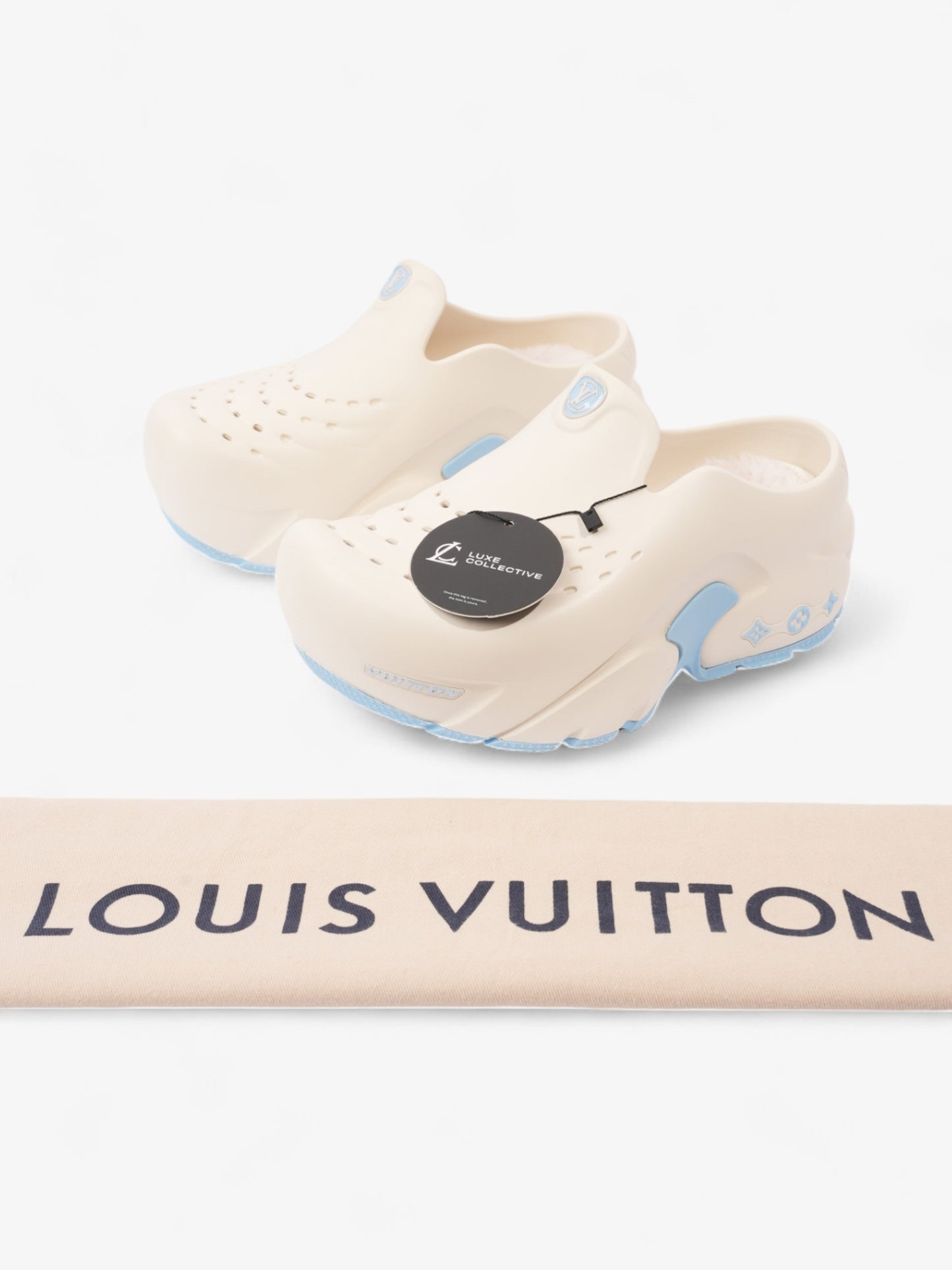 Louis Vuitton Shark Clogs White / Light Blue Rubber EU 38 UK 5