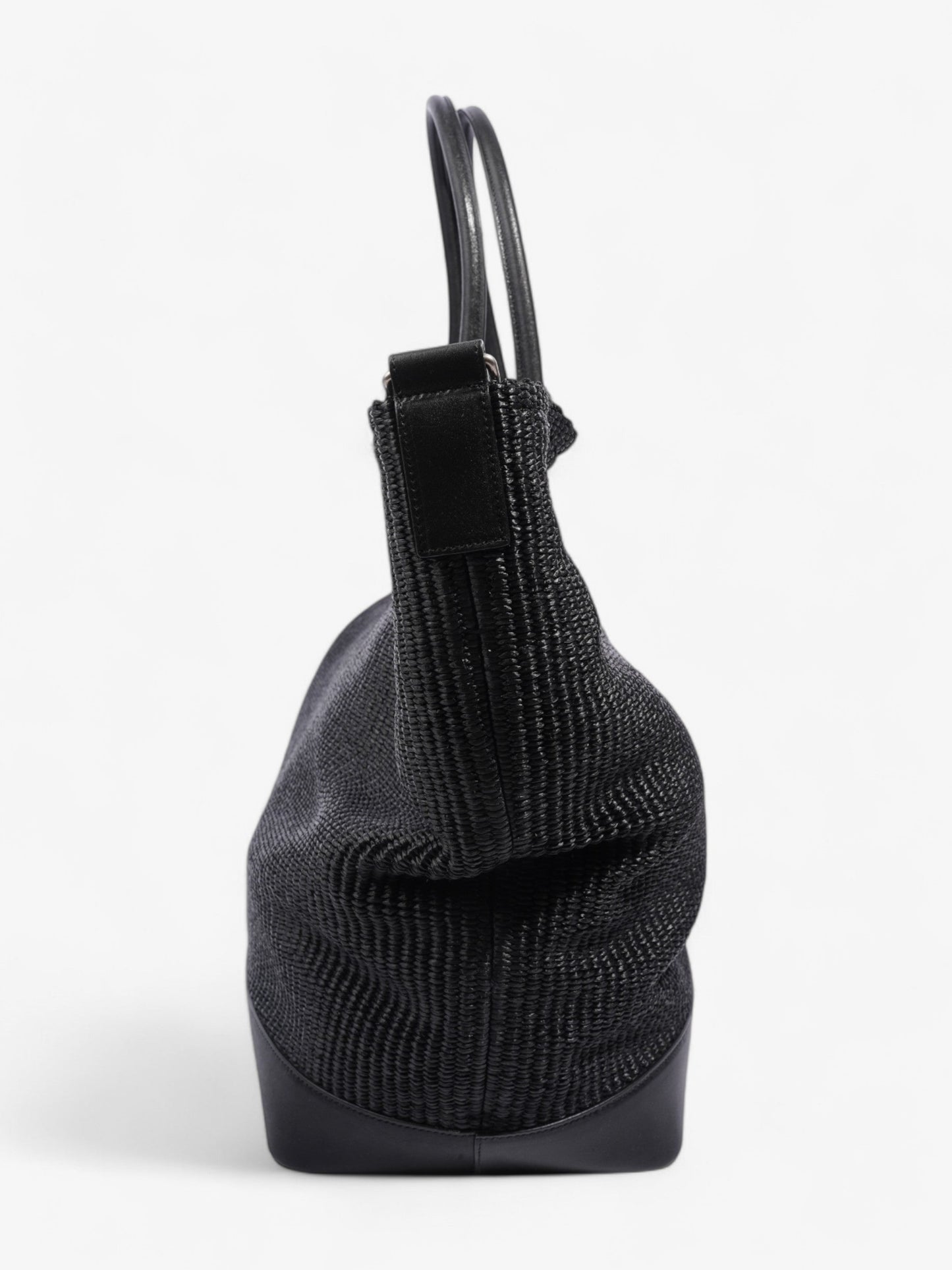 Saint Laurent Rive Gauche Tote Bag Black Raffia Large