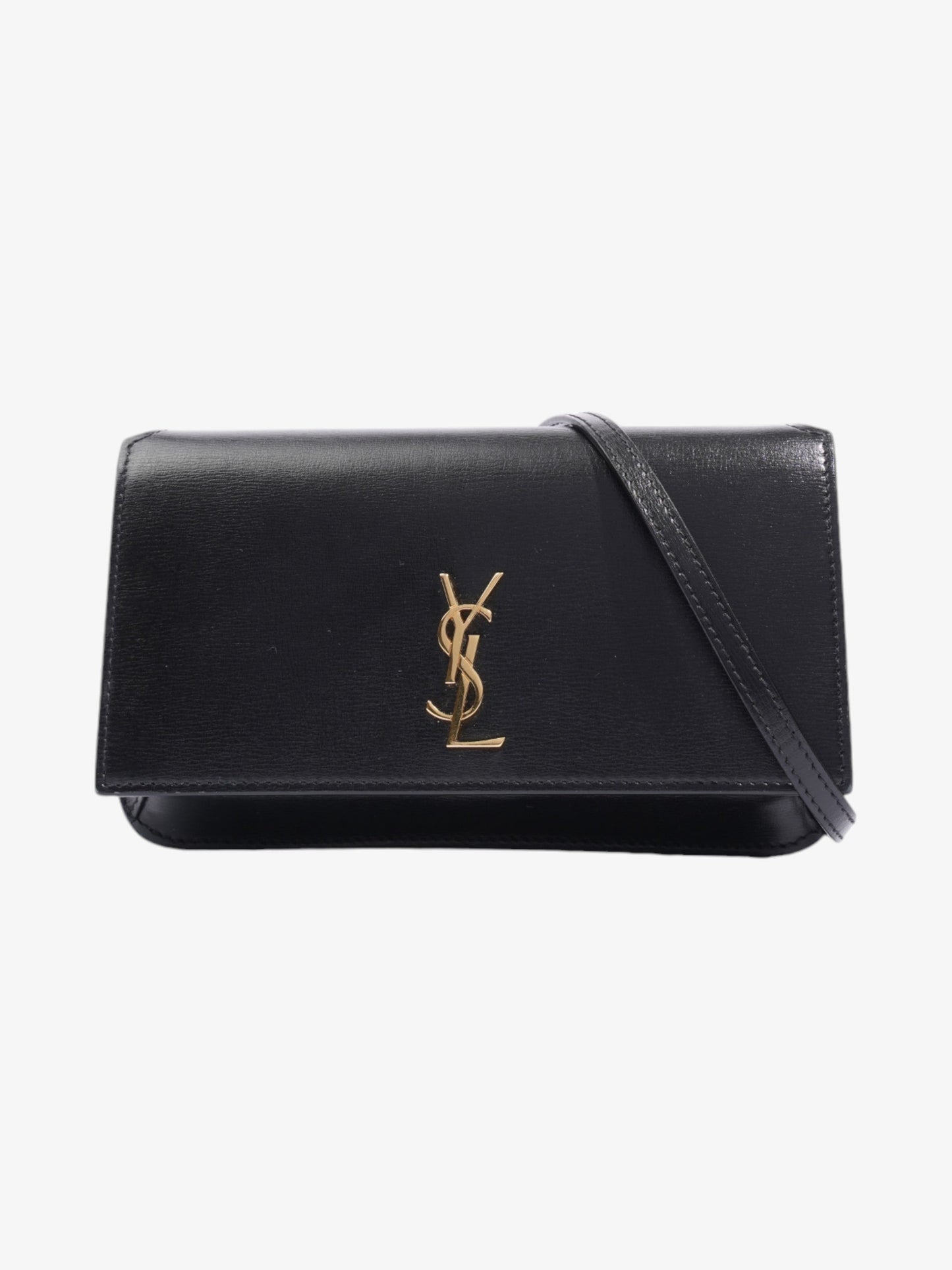 Saint Laurent Cassandre Phone Pouch Black Leather