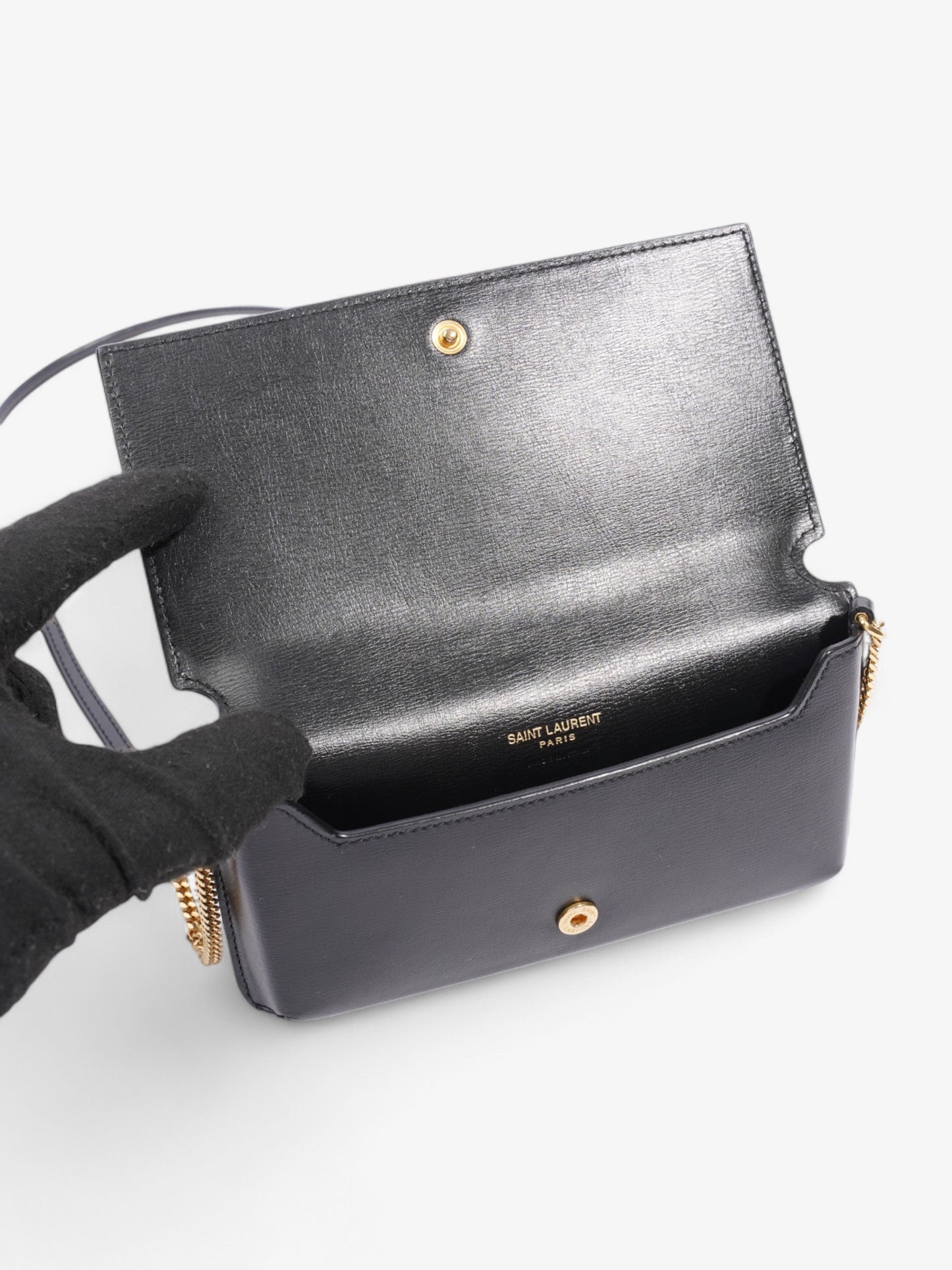 Saint Laurent Cassandre Phone Pouch Black Leather