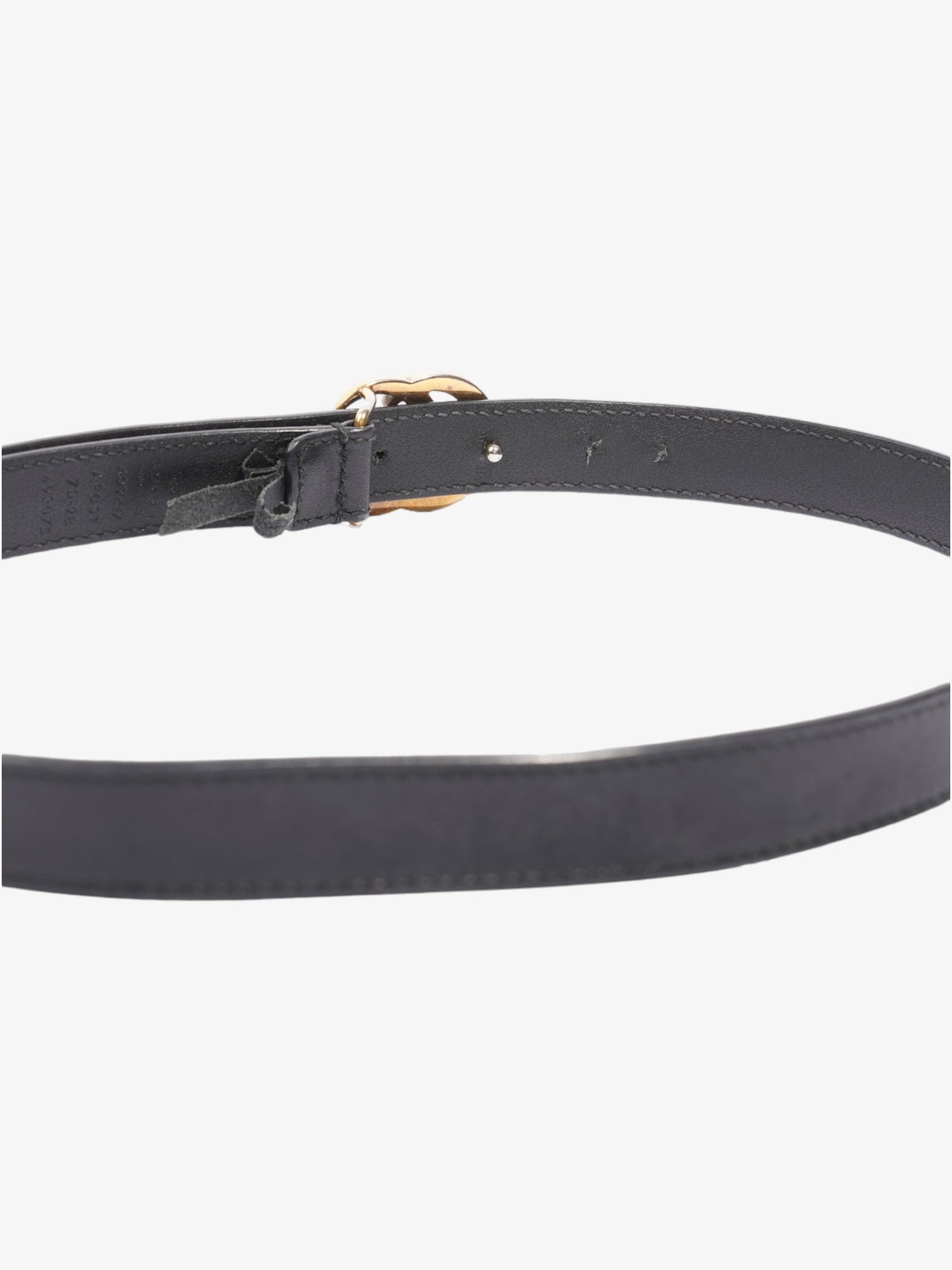 Gucci GG Marmont Thin Belt Black / Gold Leather 70cm / 28"