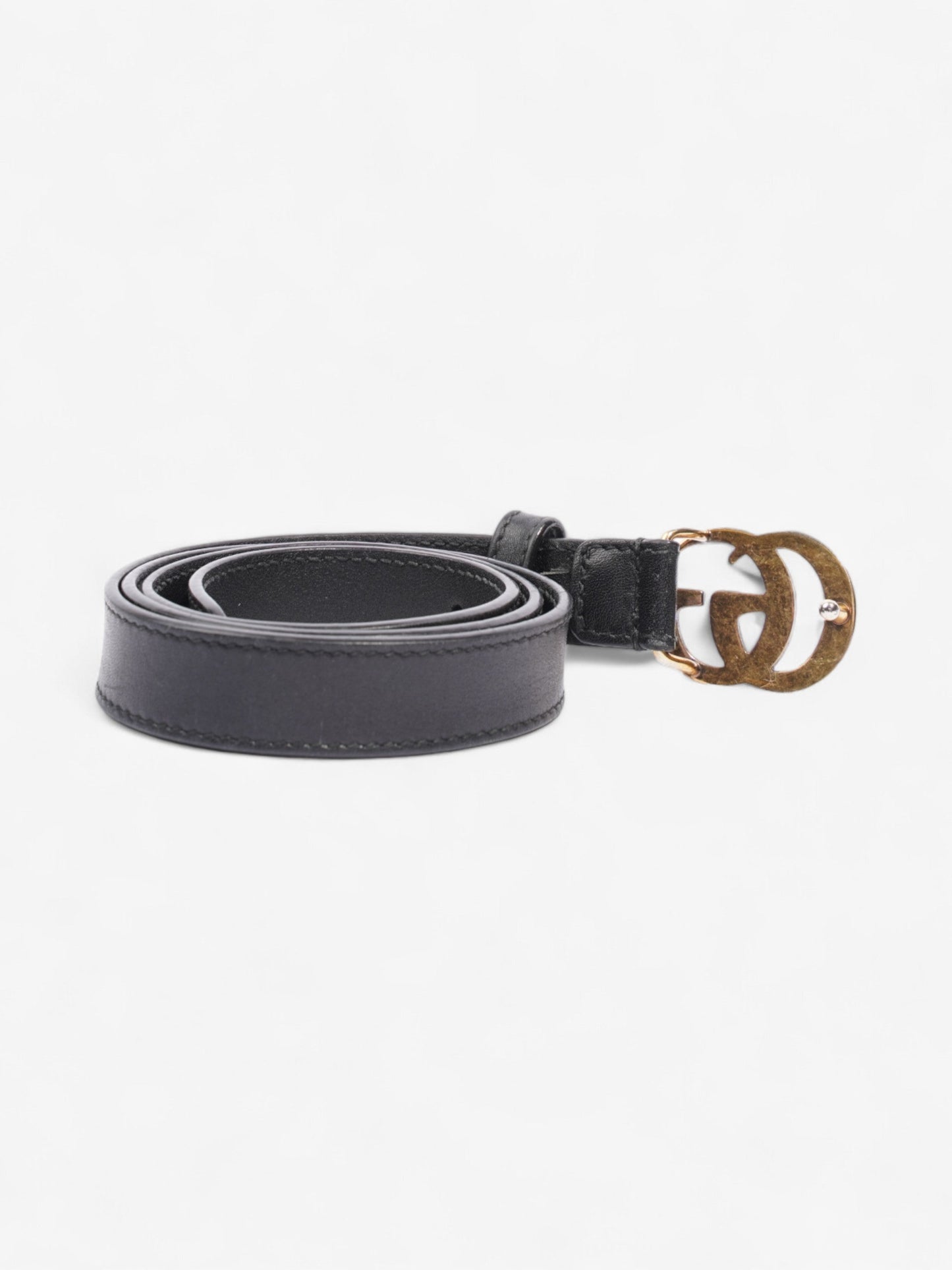 Gucci GG Marmont Thin Belt Black / Gold Leather 70cm / 28"