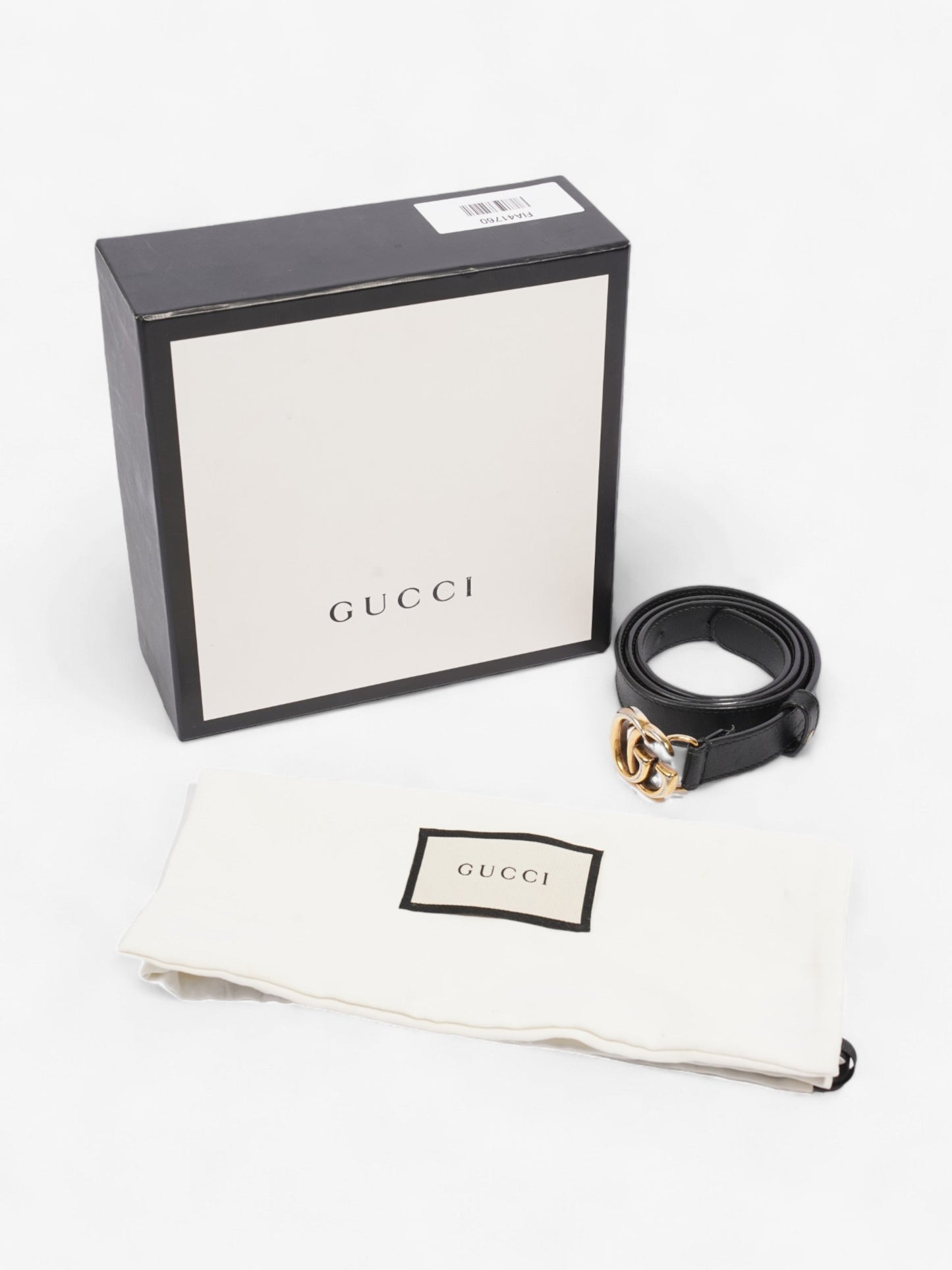 Gucci GG Marmont Thin Belt Black / Gold Leather 70cm / 28"