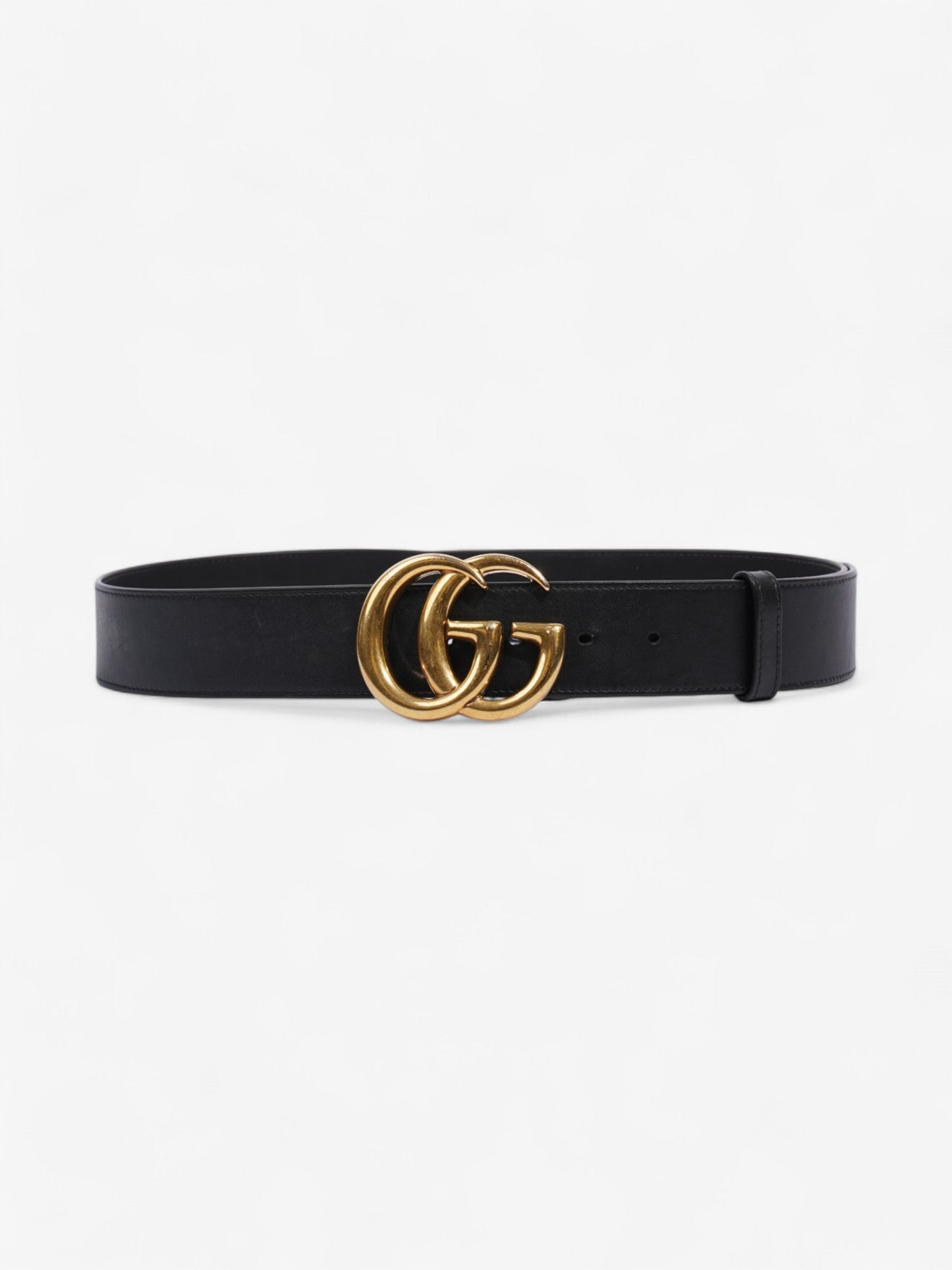 Gucci GG Marmont Wide Belt Black / Gold Leather 80cm / 32"