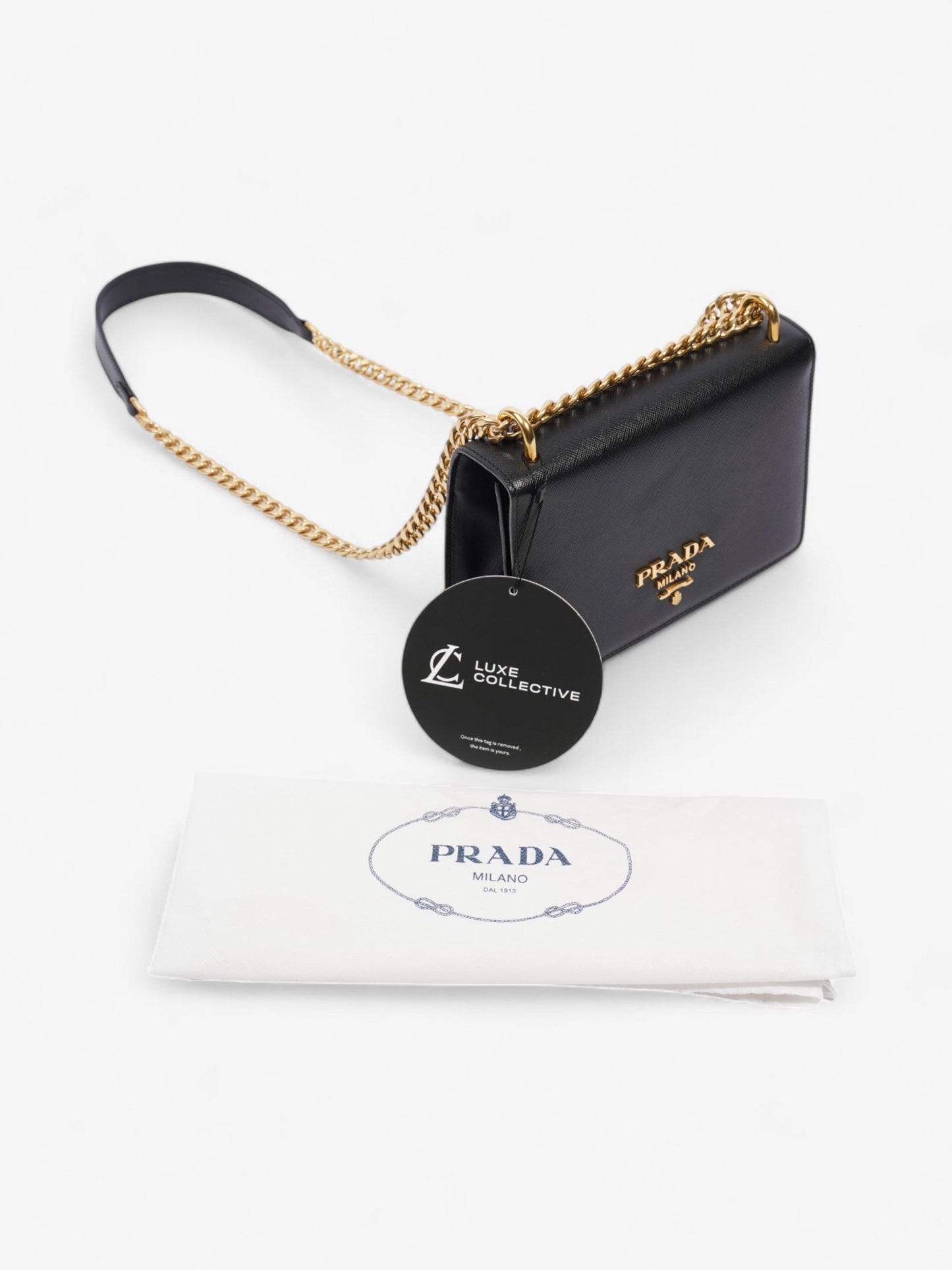 Prada Flap Crossbody Bag Black Saffiano Leather