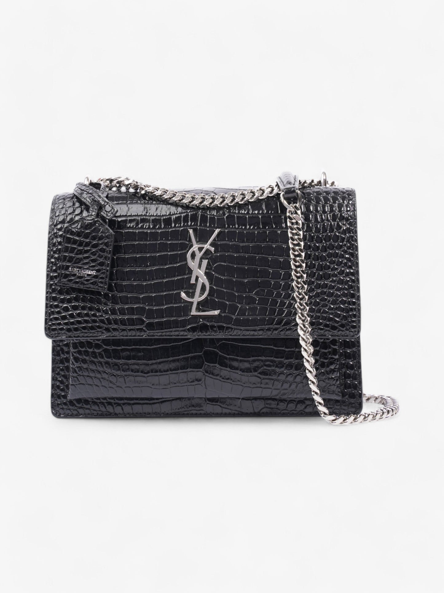 Saint Laurent Sunset Black Embossed Leather Medium