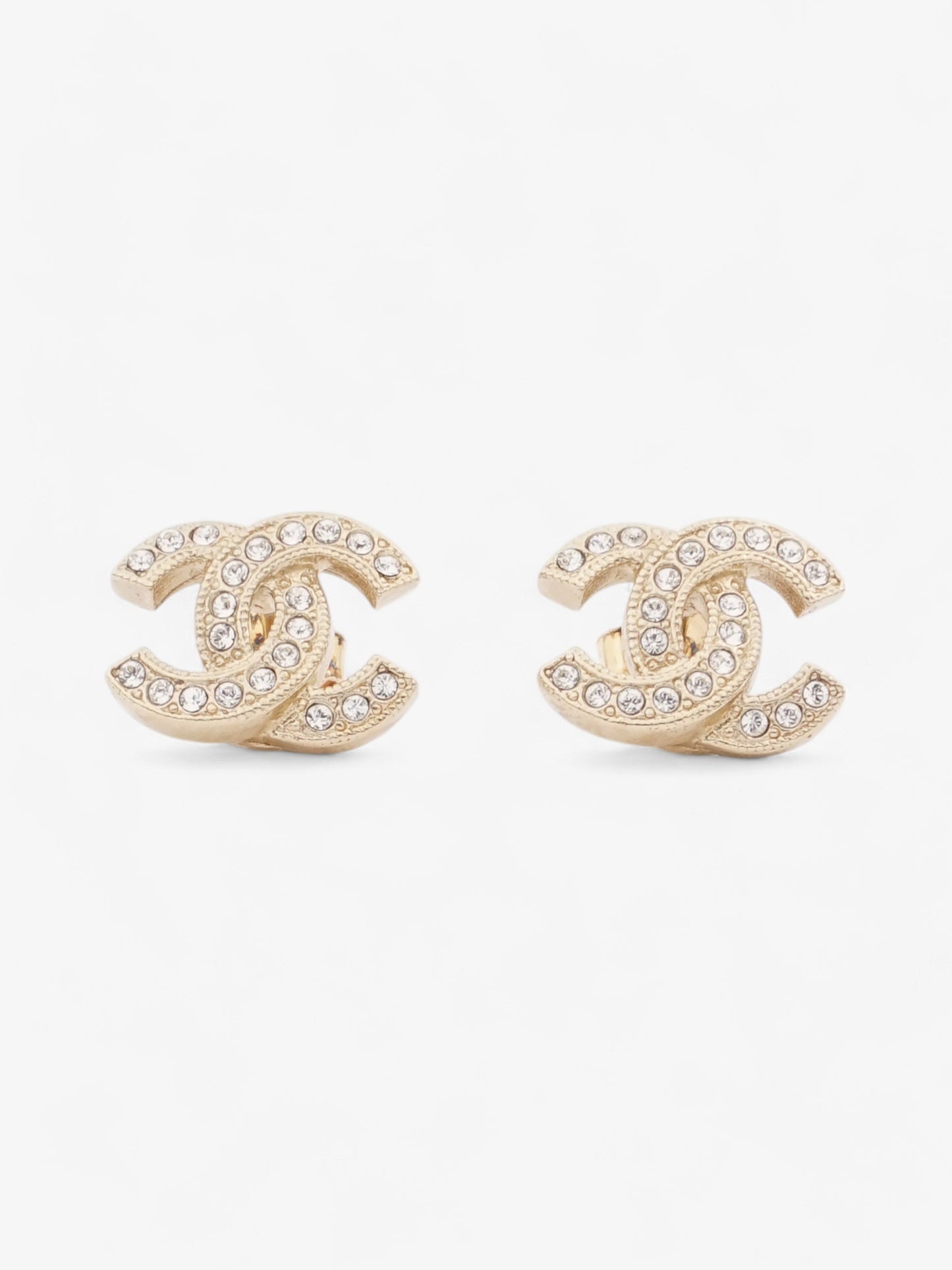 Chanel Rhinestone CC Logo Earring Gold Base Metal