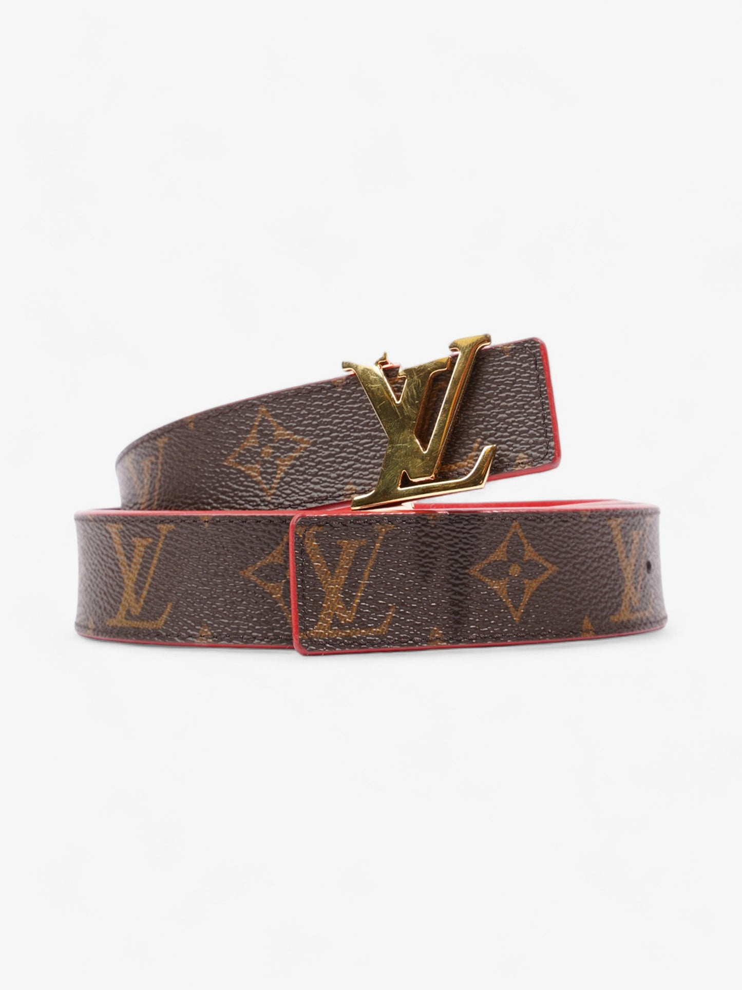 Louis Vuitton LV Initials Reversible Belt Monogram / Red Coated Canvas 75cm 30"