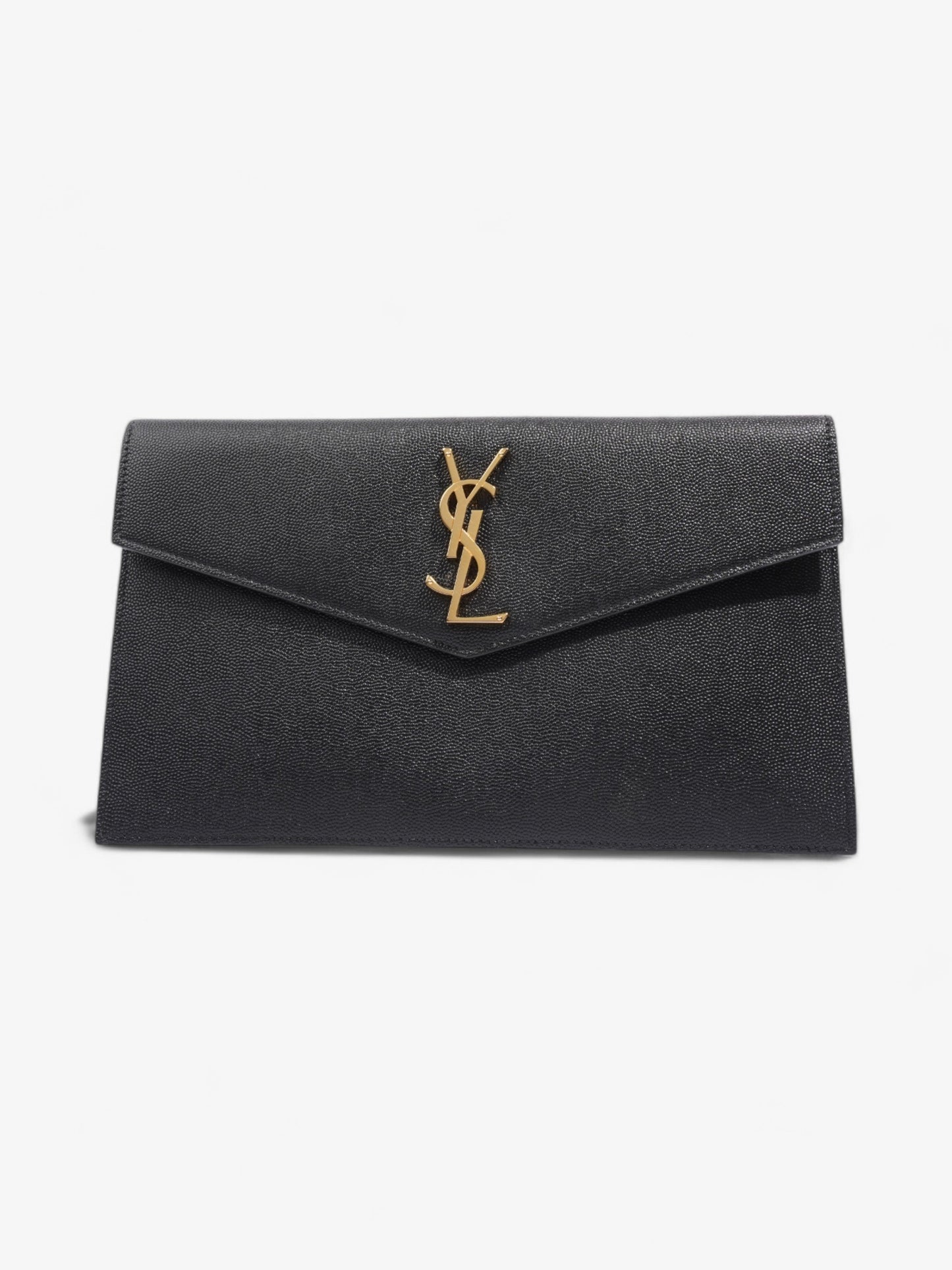 Saint Laurent Uptown Clutch Black Grained Leather