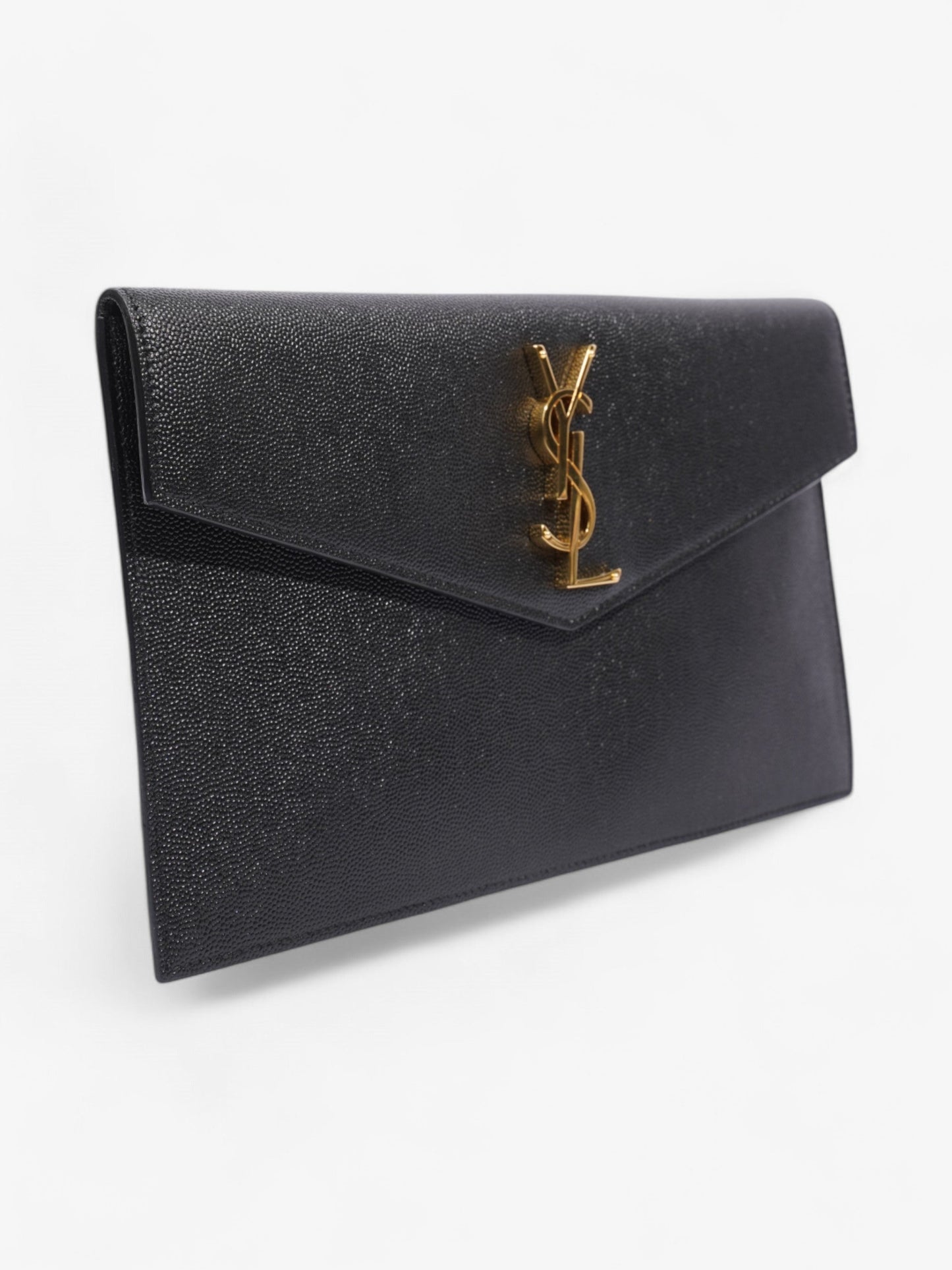Saint Laurent Uptown Clutch Black Grained Leather