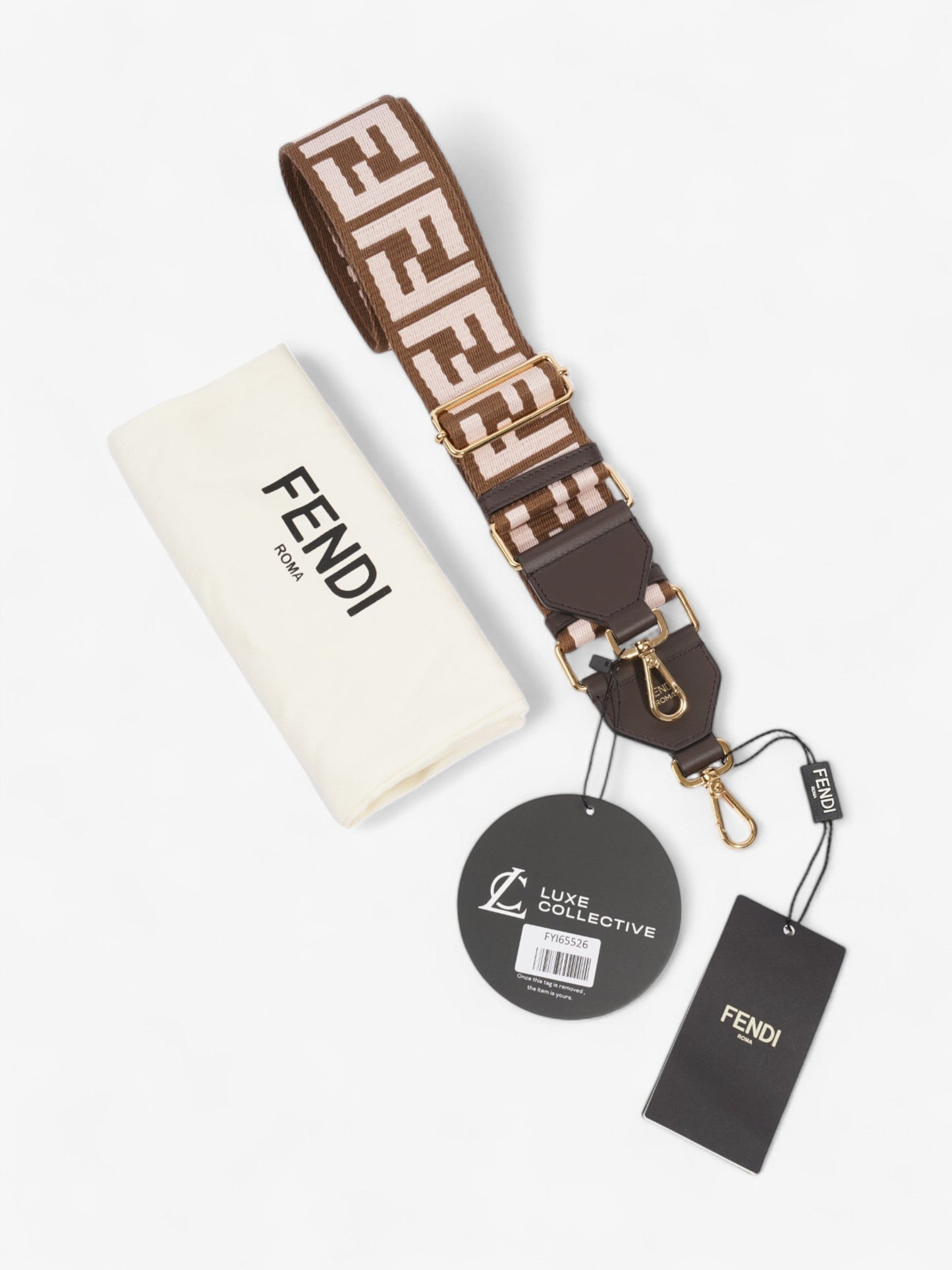 Fendi Strap You Brown / Light Pink / Gold Canvas