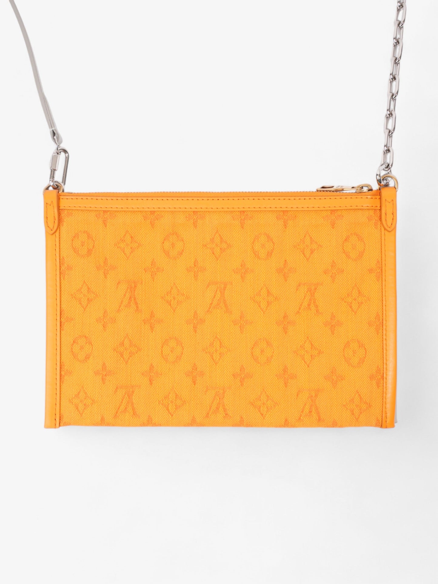 Louis Vuitton Double Flat Messenger Bag Orange / White Monogram Coated Canvas