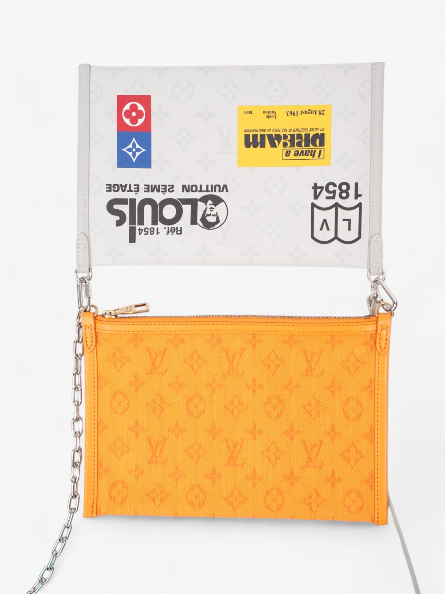 Louis Vuitton Double Flat Messenger Bag Orange / White Monogram Coated Canvas
