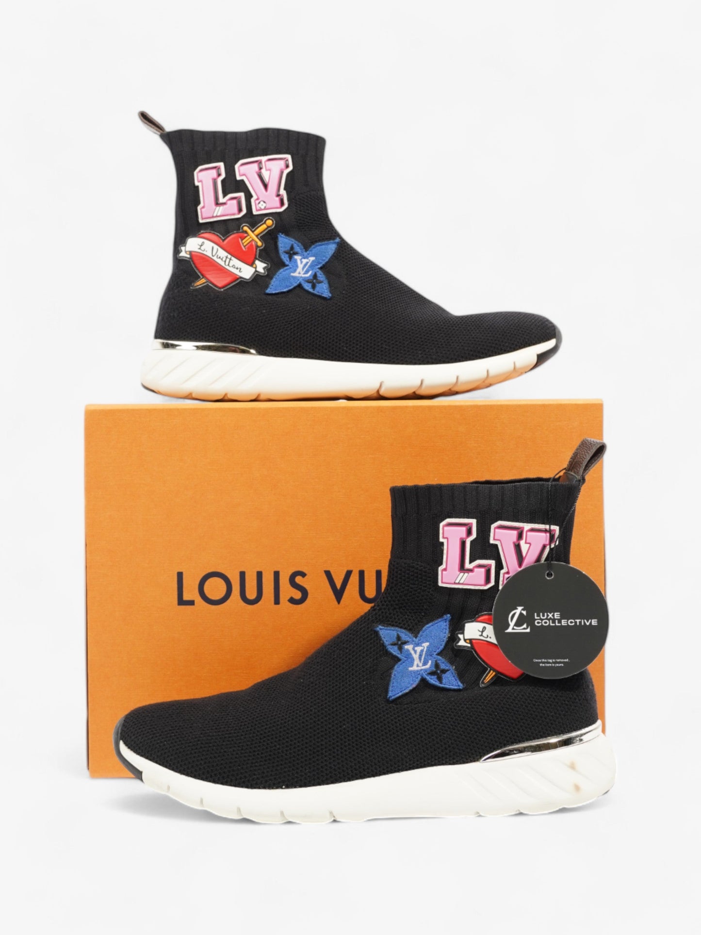 Louis Vuitton Heart Sock Sneakers Black / Multicolour Cotton EU 38 UK 5