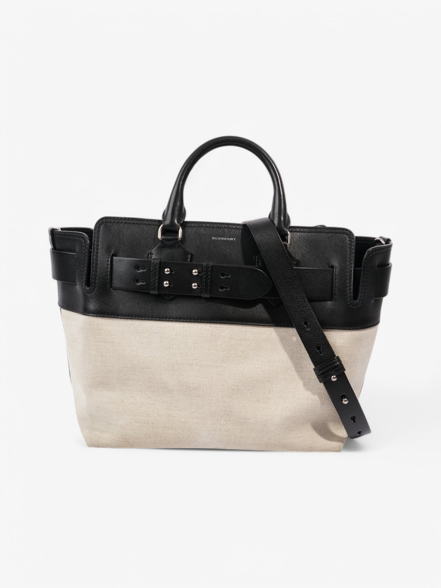 Burberry Marais Belt Tote Natural / Black Cotton Medium