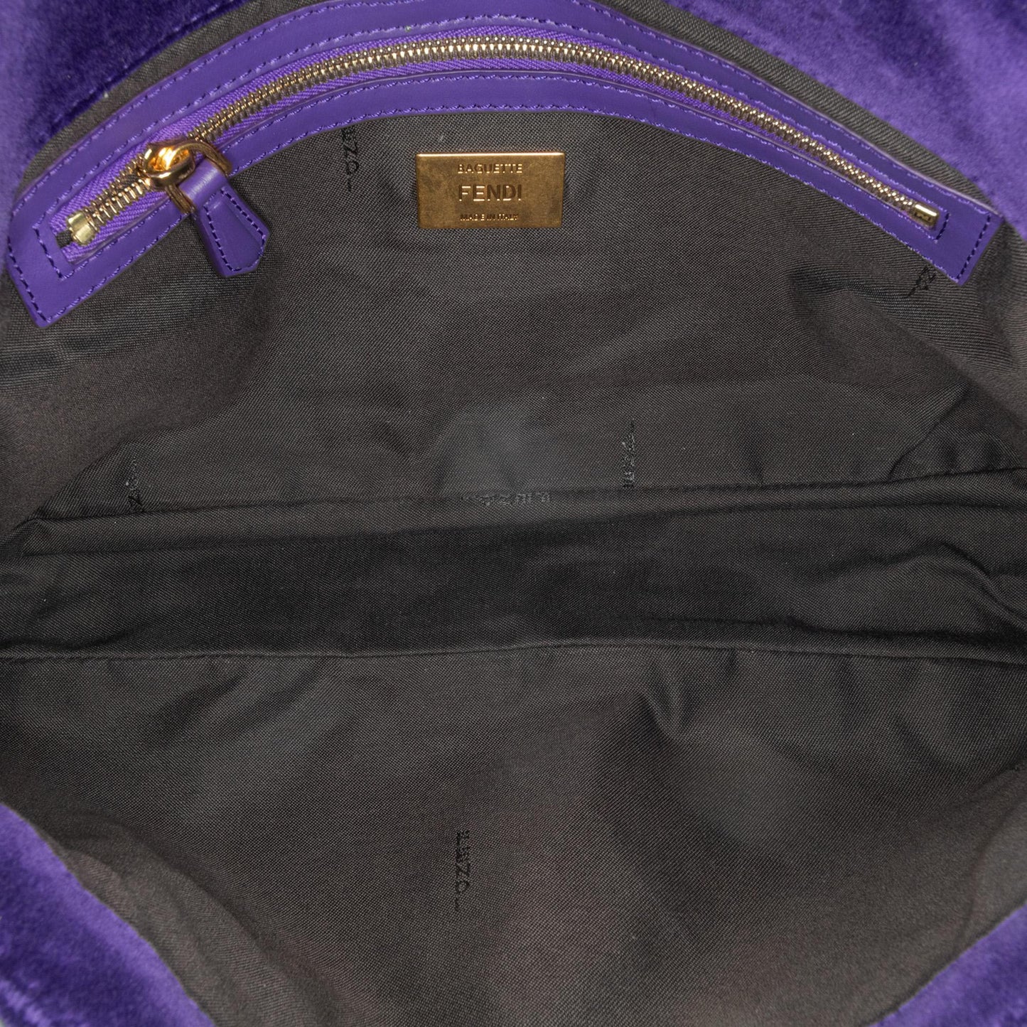 Fendi Large Zucca Embossed Velvet Baguette Satchel