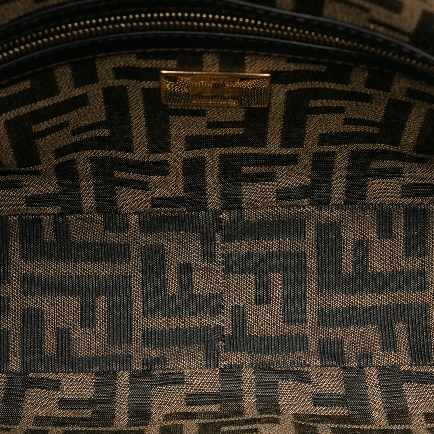 Fendi Medium Zucca Canvas Fluo Trim Baguette Satchel