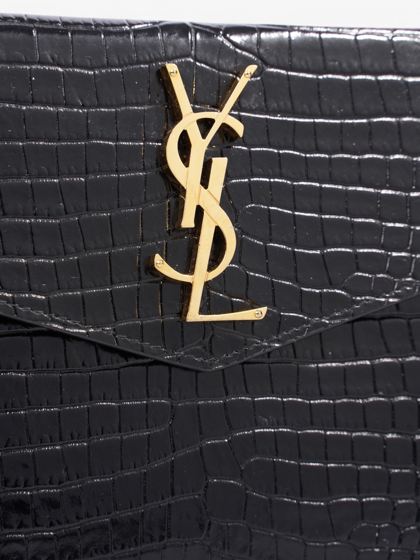 Saint Laurent Uptown Pouch Black Embossed Leather