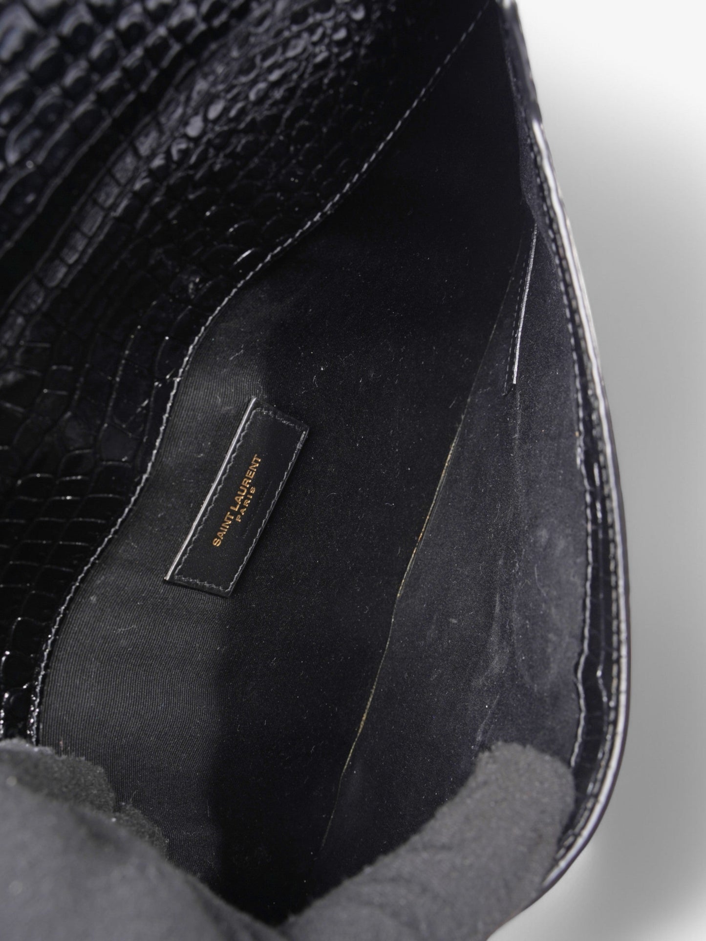 Saint Laurent Uptown Pouch Black Embossed Leather