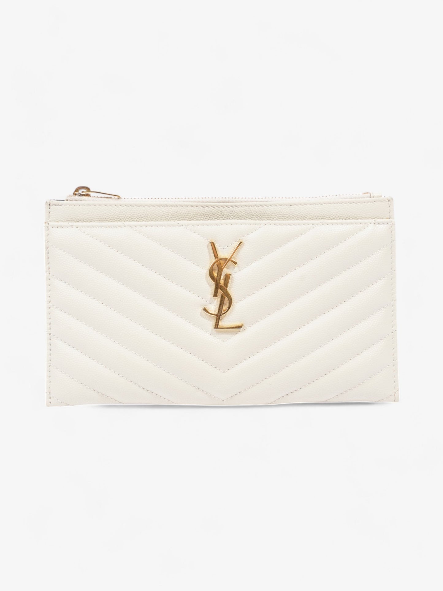 Saint Laurent Cassandra Pouch Cream Matelasse Leather Small