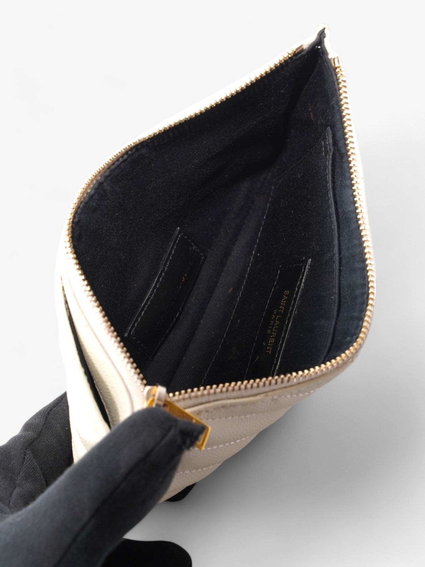 Saint Laurent Cassandra Pouch Cream Matelasse Leather Small