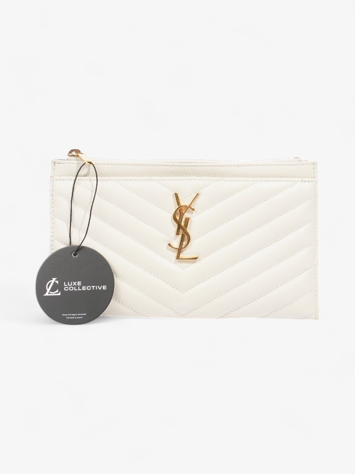Saint Laurent Cassandra Pouch Cream Matelasse Leather Small