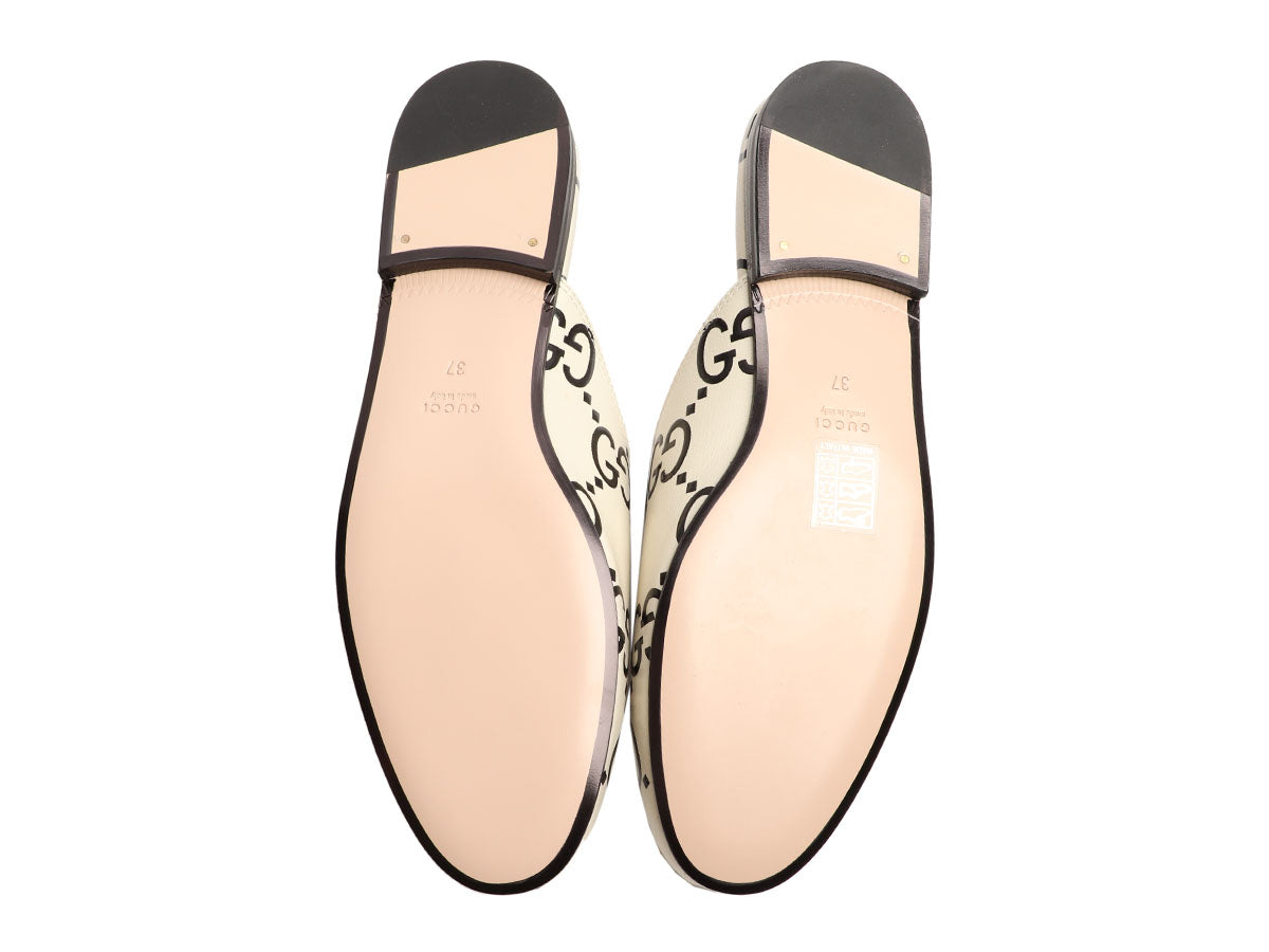 Gucci White and Black GG Horsebit Mules