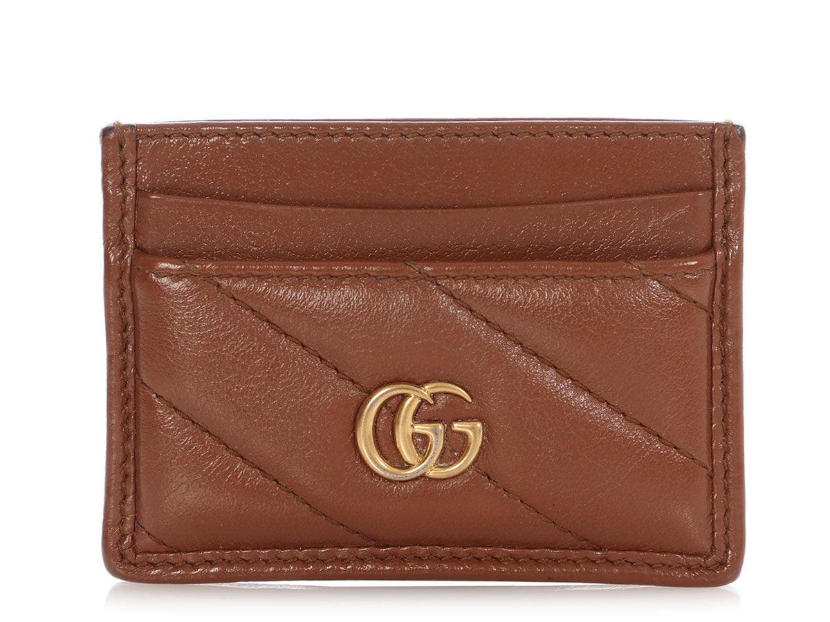 Gucci Brown Matelass� GG Marmont Card Case