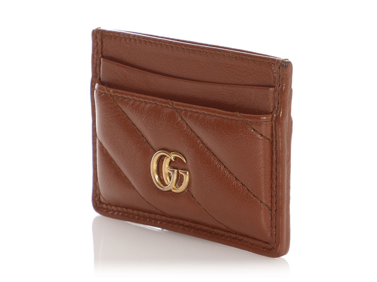 Gucci Brown Matelass� GG Marmont Card Case