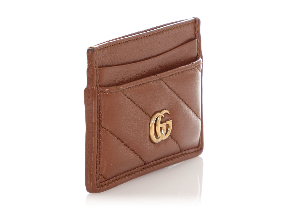 Gucci Brown Matelass� GG Marmont Card Case
