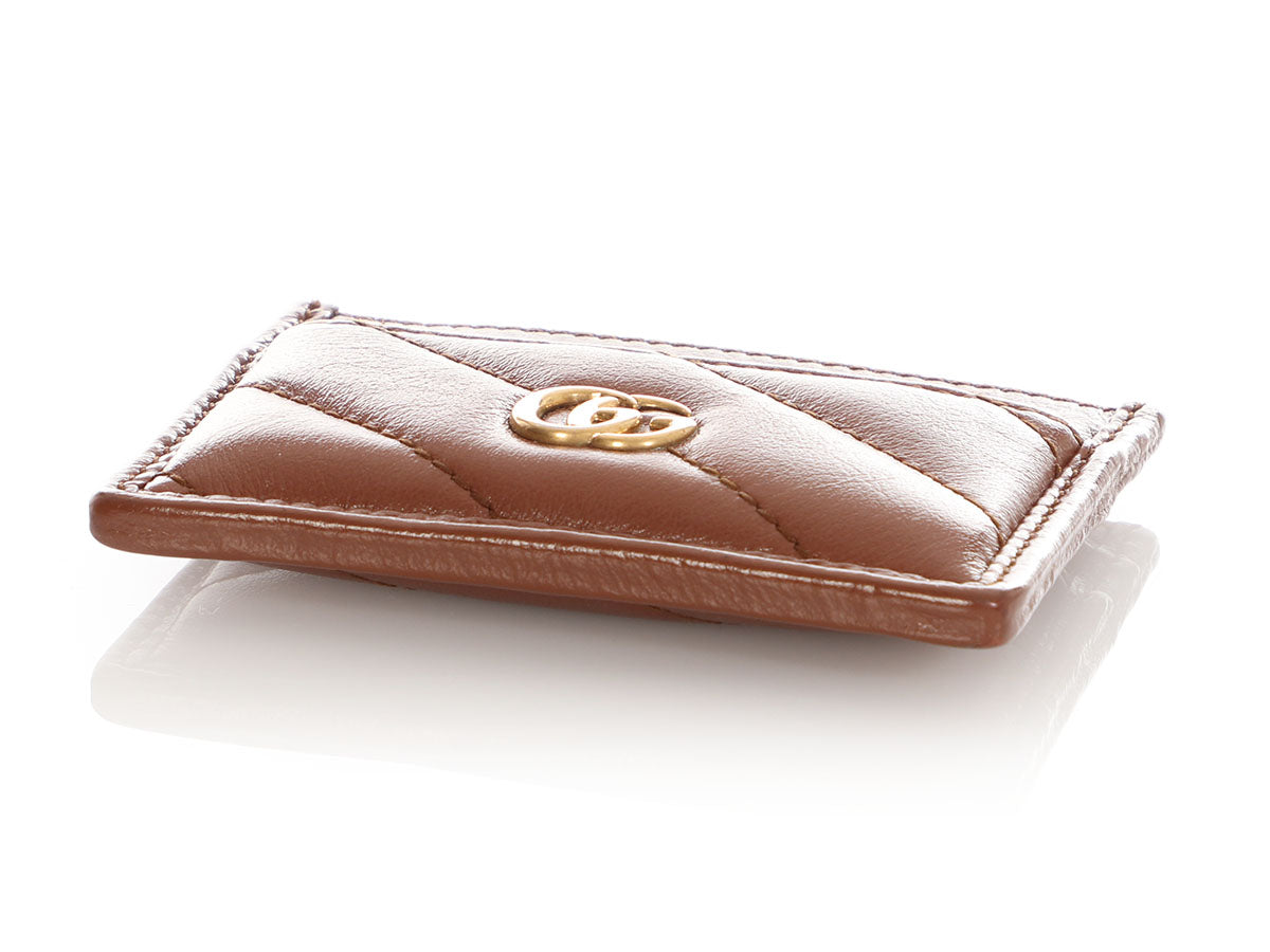 Gucci Brown Matelass� GG Marmont Card Case