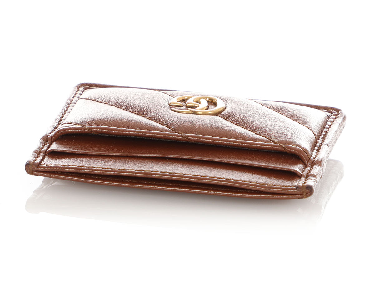 Gucci Brown Matelass� GG Marmont Card Case