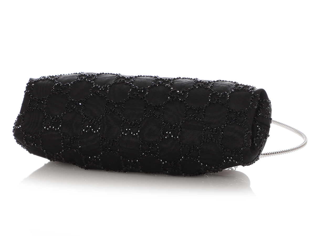 Gucci Black Crystal Broad Clutch