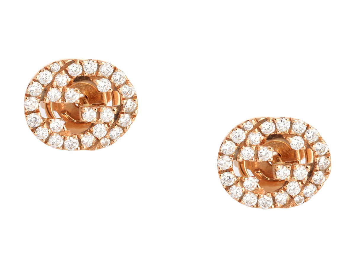 Gucci 18K Rose Gold Diamond Interlocking Stud Earrings