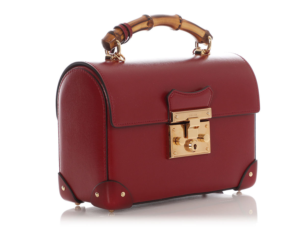 Gucci Small Red Bamboo Padlock Shoulder Bag