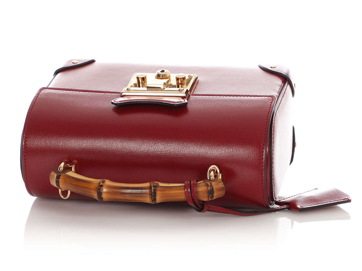 Gucci Small Red Bamboo Padlock Shoulder Bag